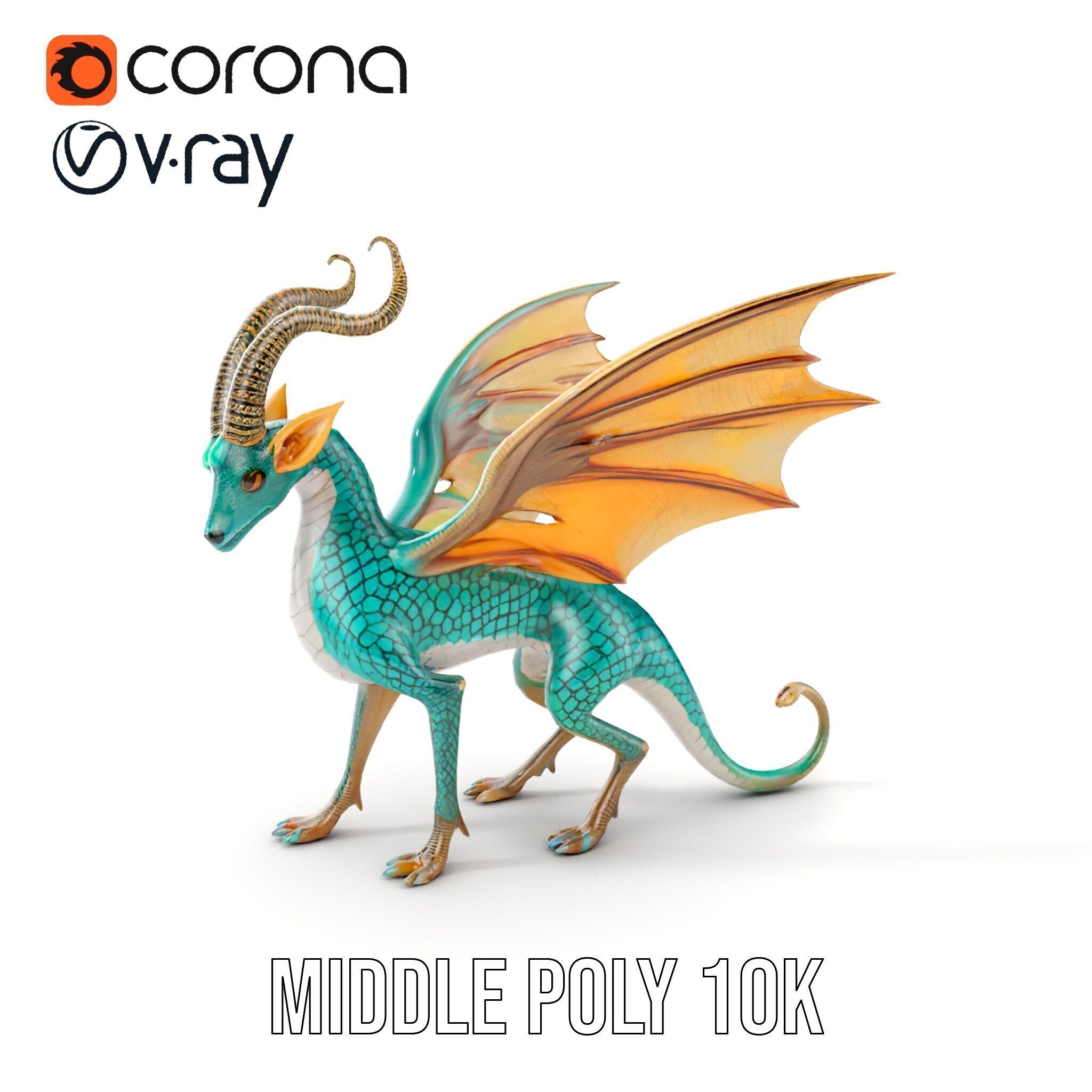 Fantasy Dragon Model Pack with Detailed Features Low-poly 3D model_12