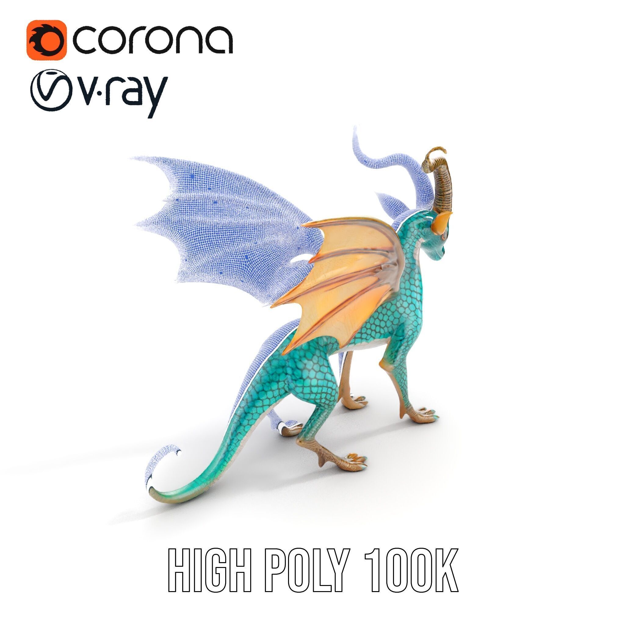 Fantasy Dragon Model Pack with Detailed Features Low-poly 3D model_11