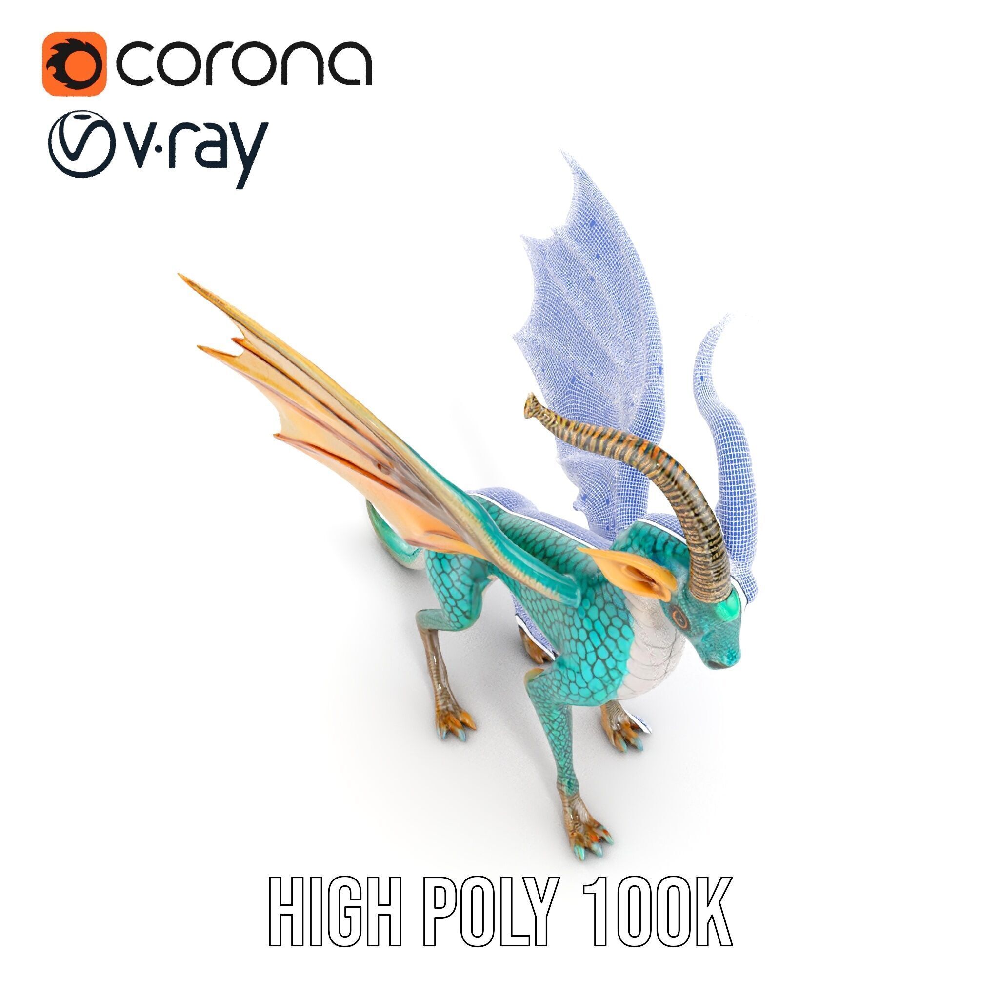 Fantasy Dragon Model Pack with Detailed Features Low-poly 3D model_33