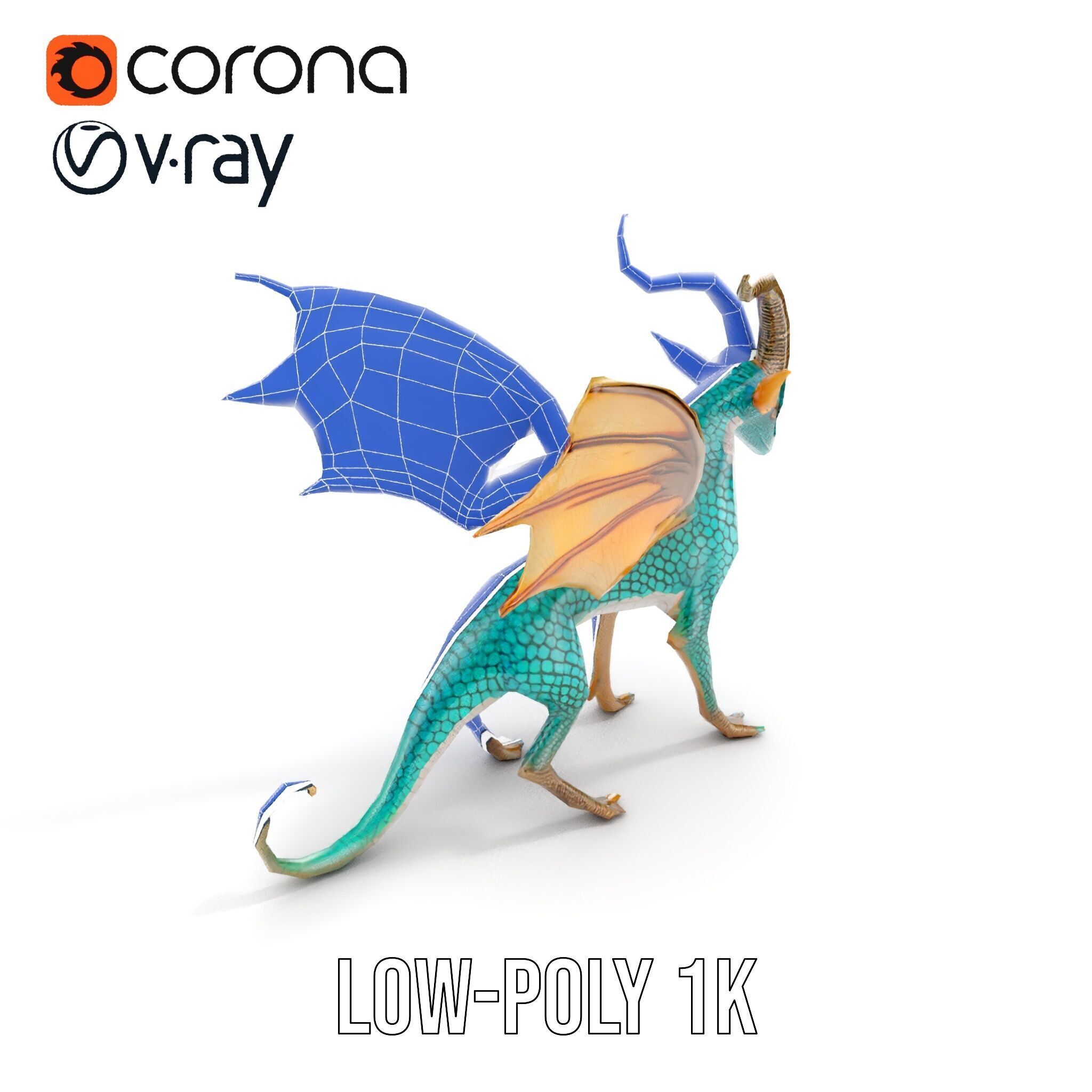 Fantasy Dragon Model Pack with Detailed Features Low-poly 3D model_23