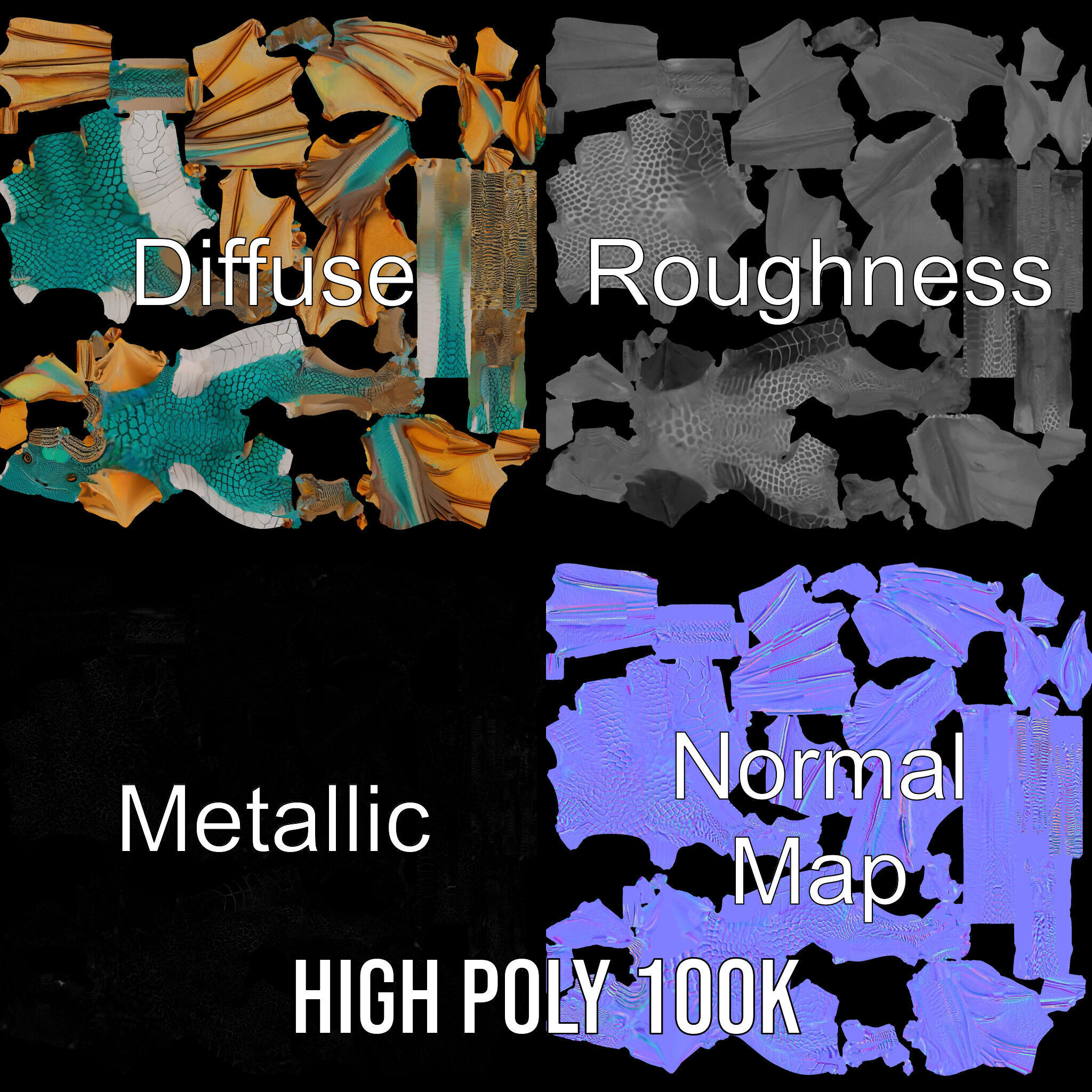 Fantasy Dragon Model Pack with Detailed Features Low-poly 3D model_4