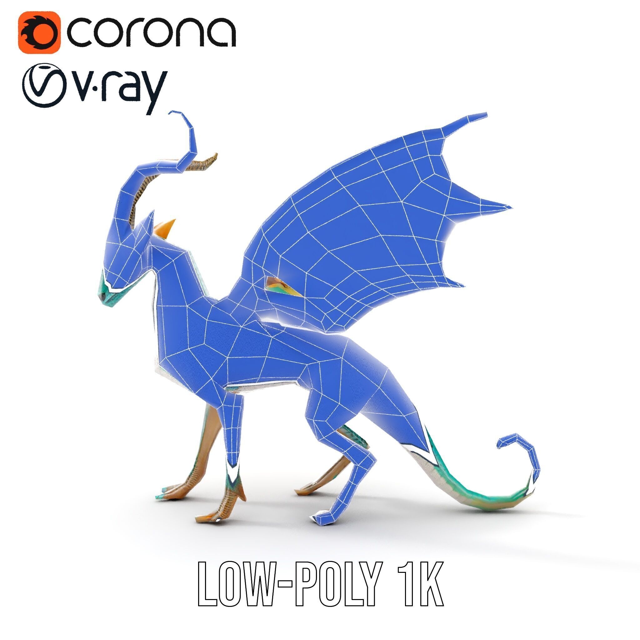 Fantasy Dragon Model Pack with Detailed Features Low-poly 3D model_29