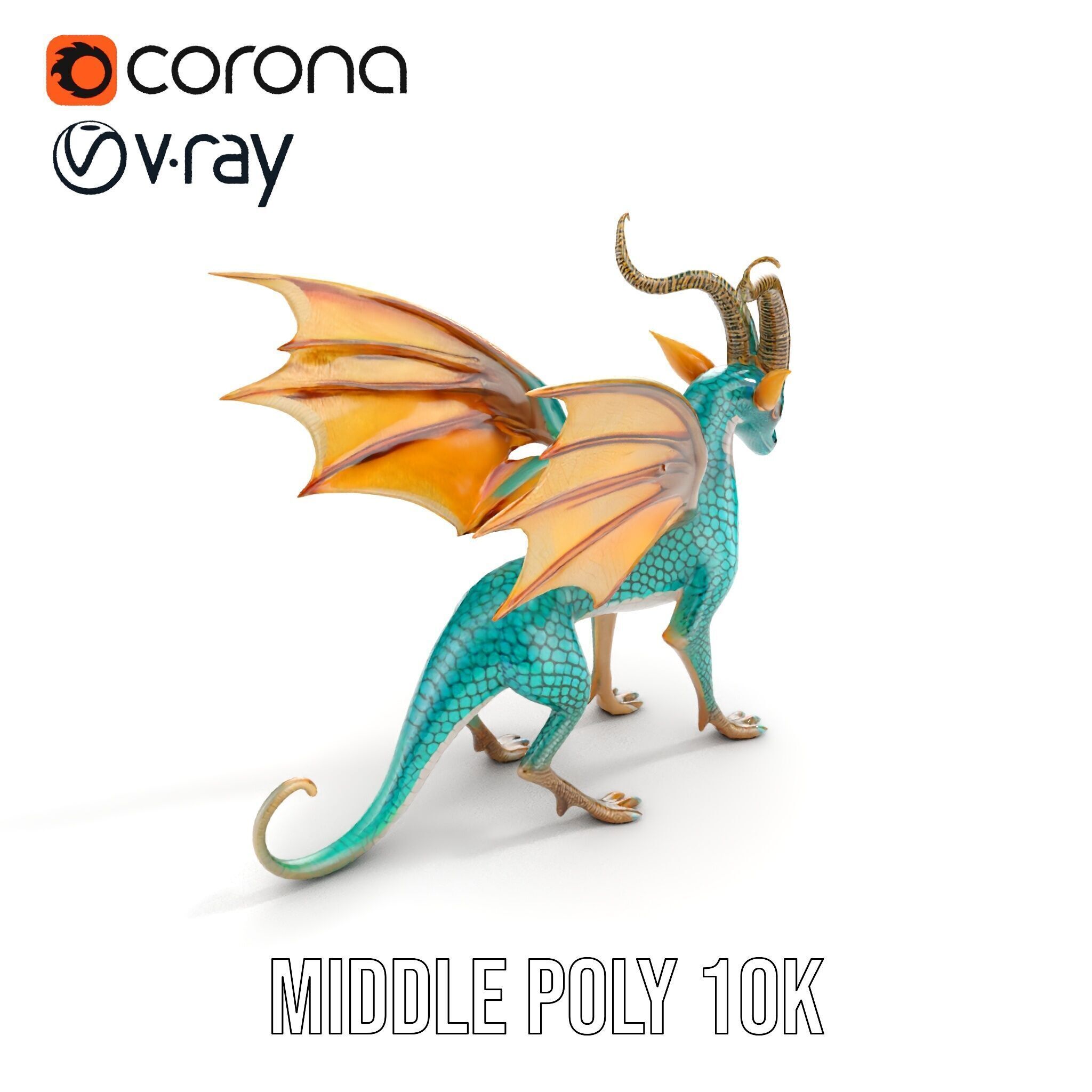 Fantasy Dragon Model Pack with Detailed Features Low-poly 3D model_7