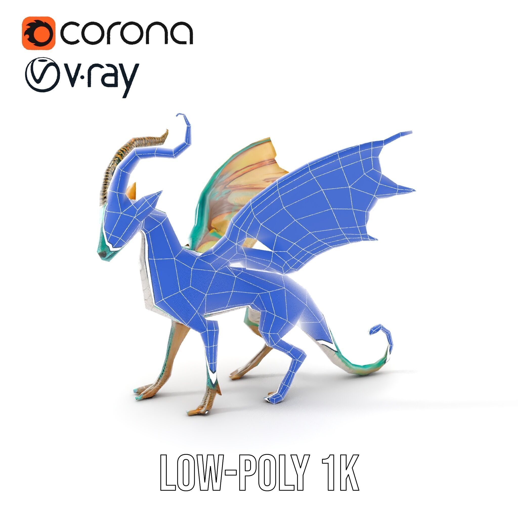 Fantasy Dragon Model Pack with Detailed Features Low-poly 3D model_15