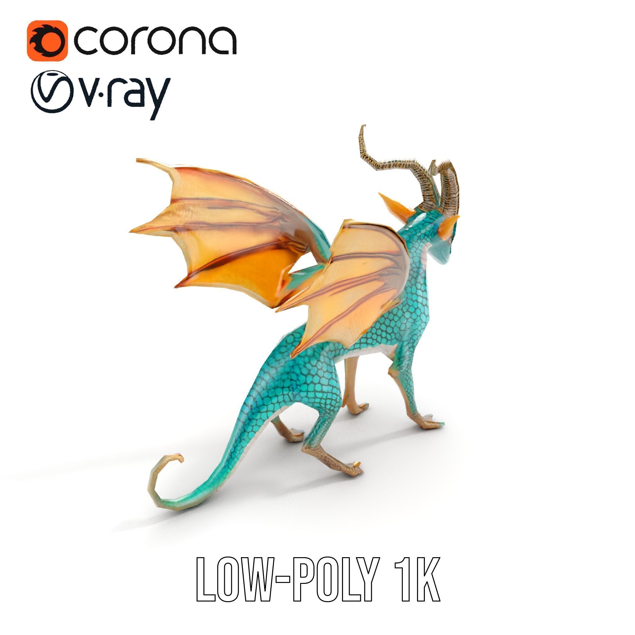 Fantasy Dragon Model Pack with Detailed Features Low-poly 3D model_10