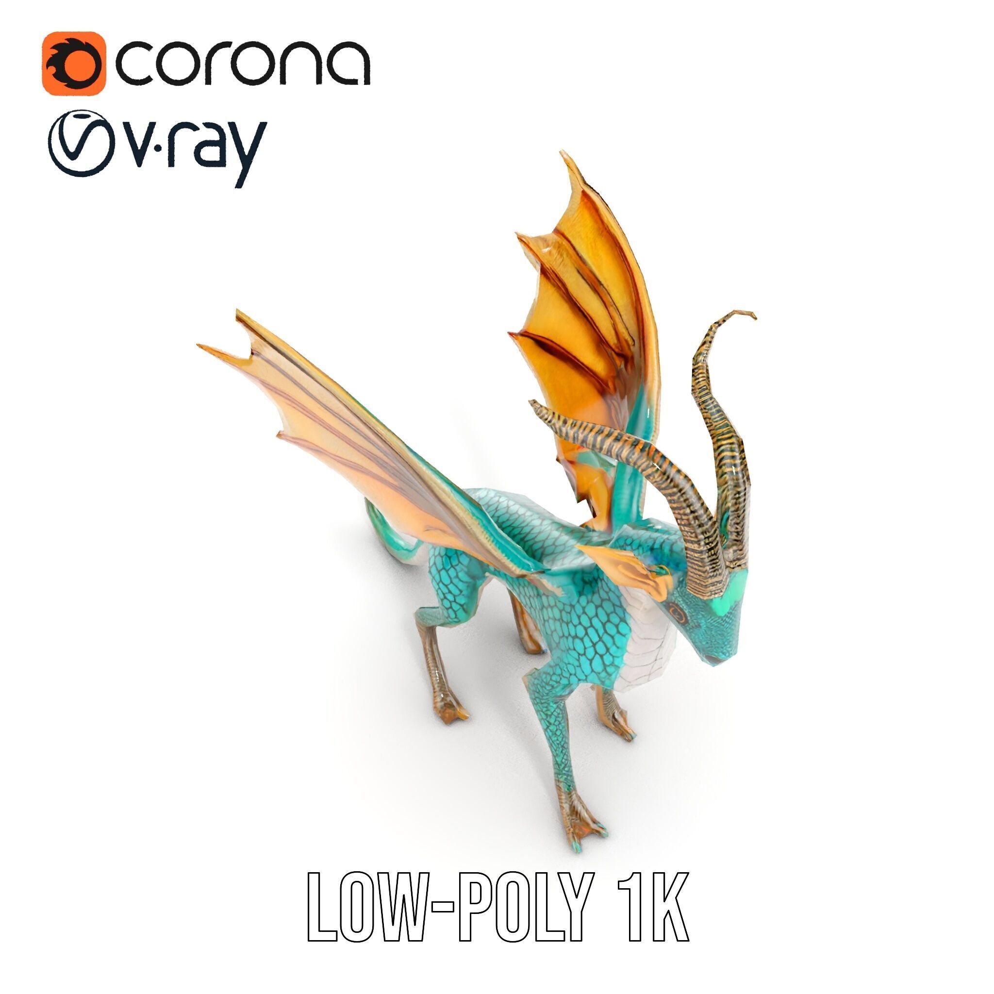 Fantasy Dragon Model Pack with Detailed Features Low-poly 3D model_8