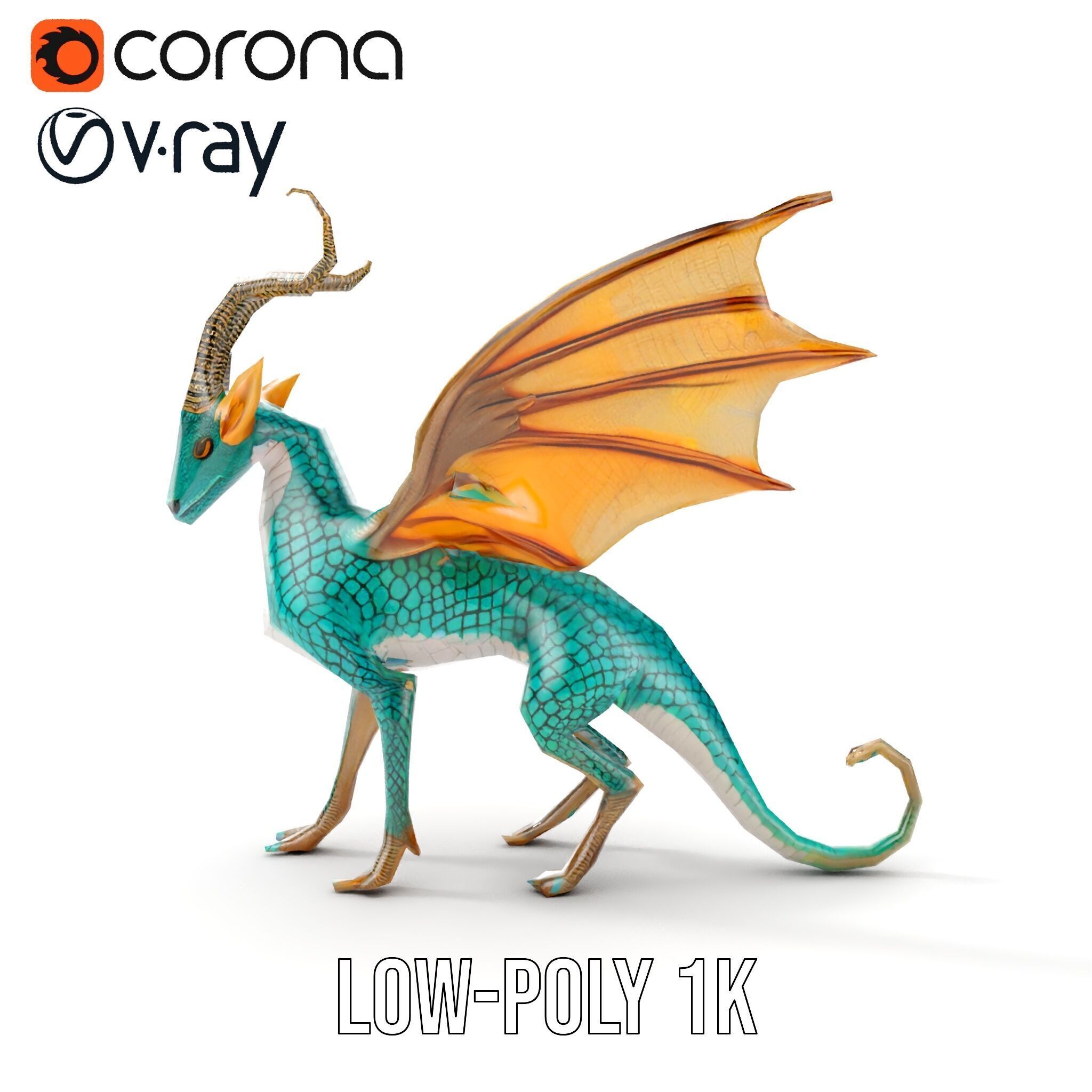 Fantasy Dragon Model Pack with Detailed Features Low-poly 3D model_18