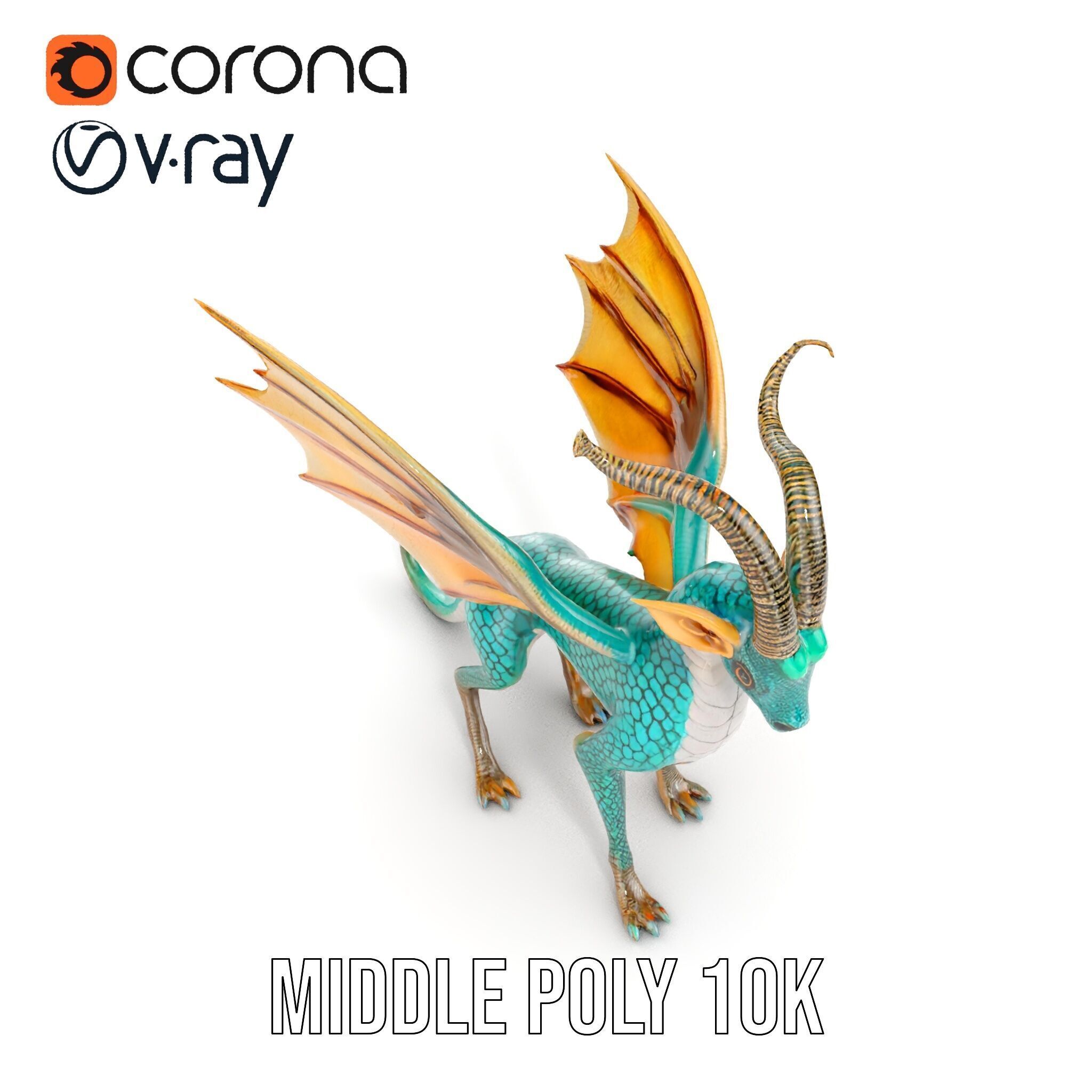 Fantasy Dragon Model Pack with Detailed Features Low-poly 3D model_17