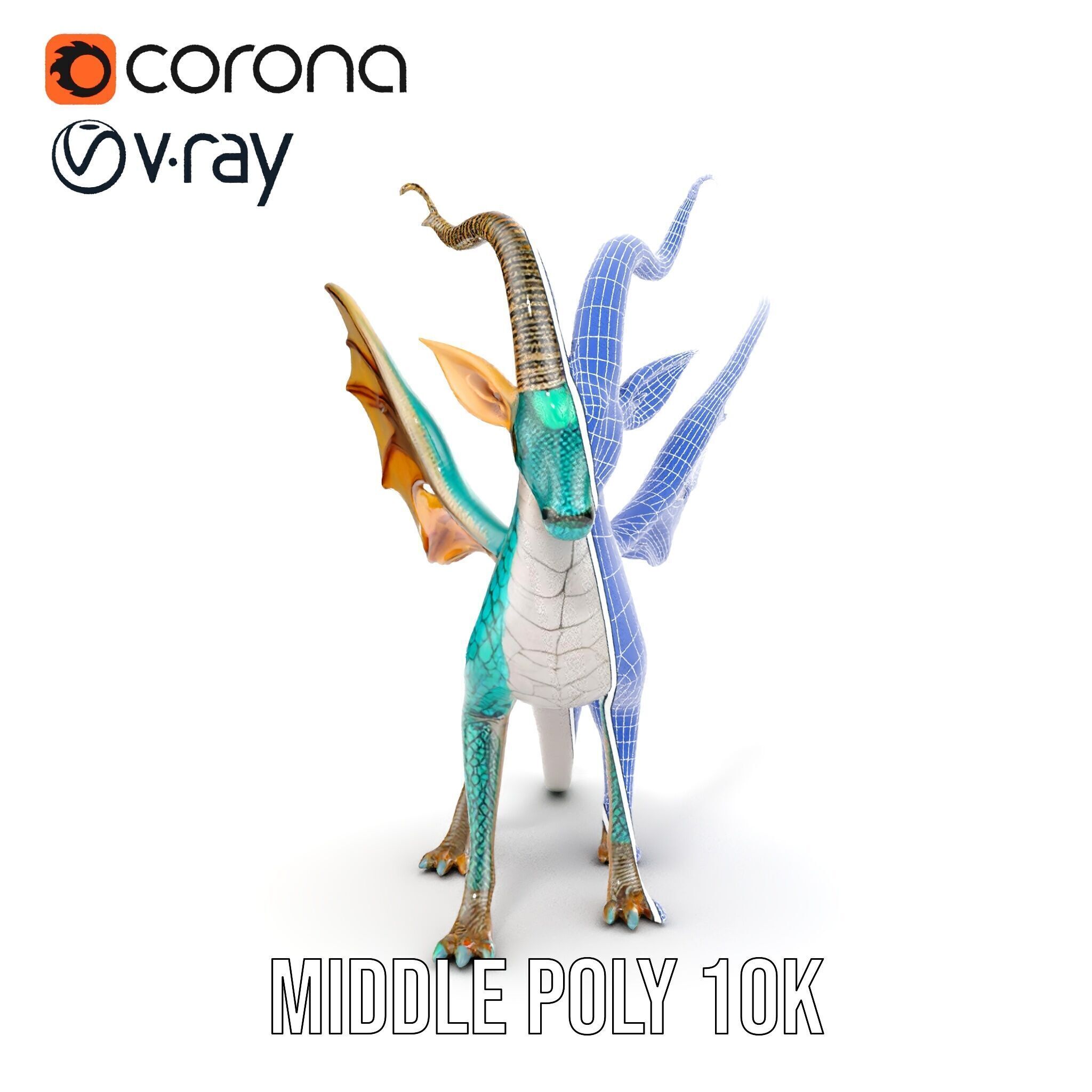 Fantasy Dragon Model Pack with Detailed Features Low-poly 3D model_28