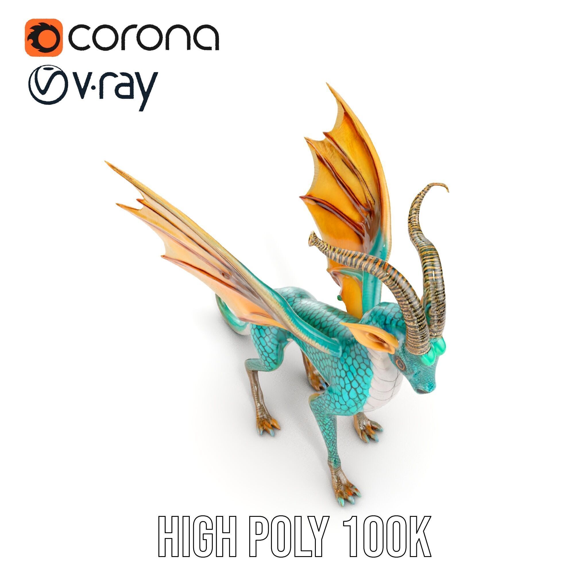 Fantasy Dragon Model Pack with Detailed Features Low-poly 3D model_27