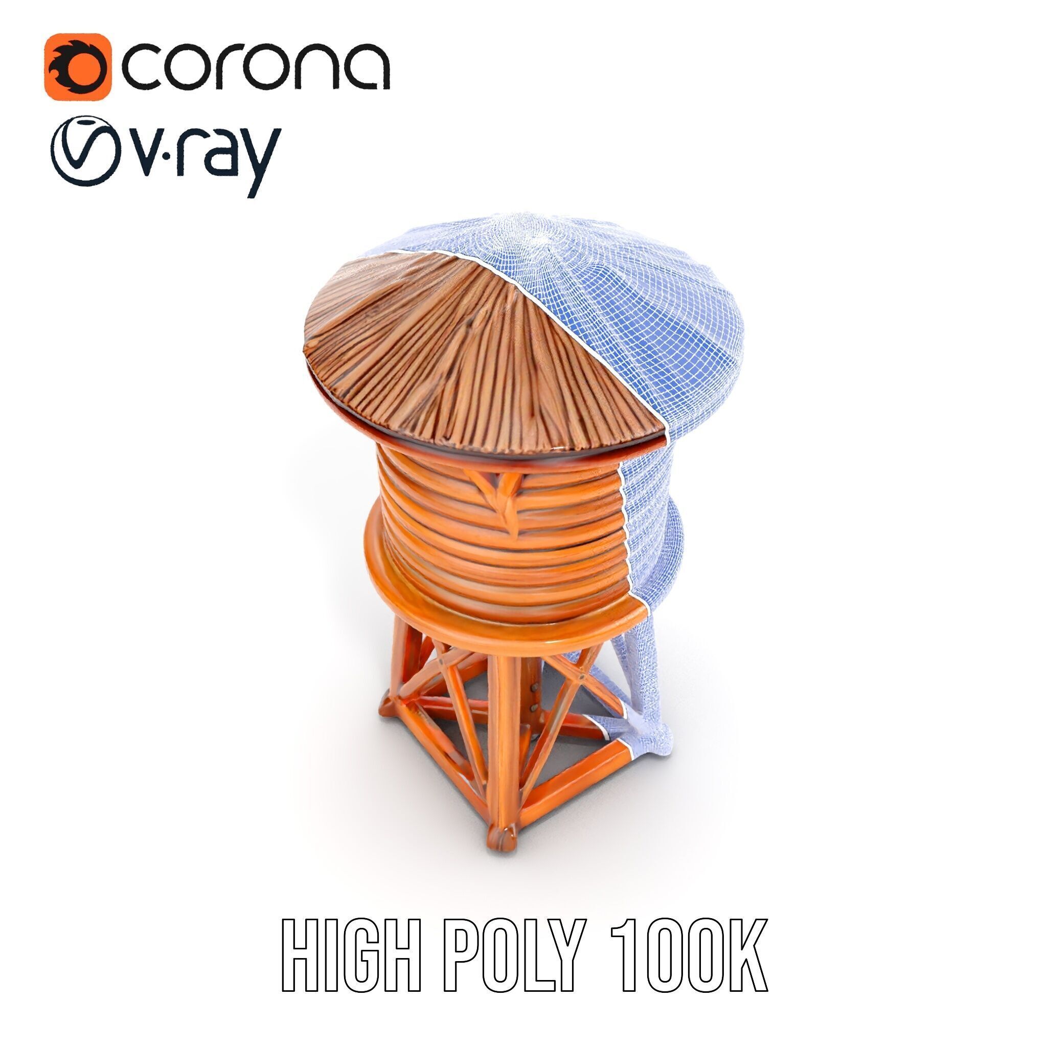 Wooden Water Tower Model Pack for Game and Environment Design Low-poly 3D model_30