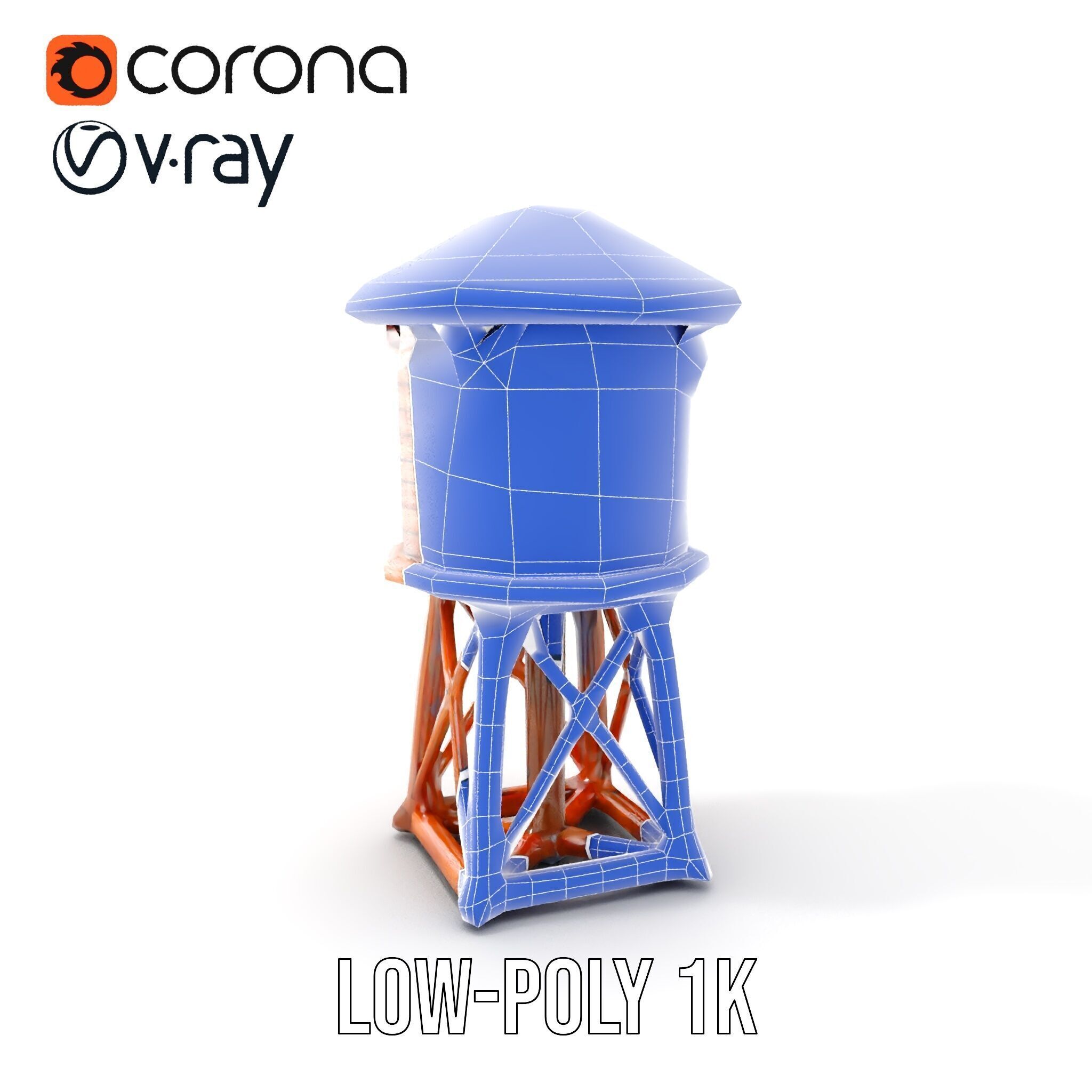Wooden Water Tower Model Pack for Game and Environment Design Low-poly 3D model_32