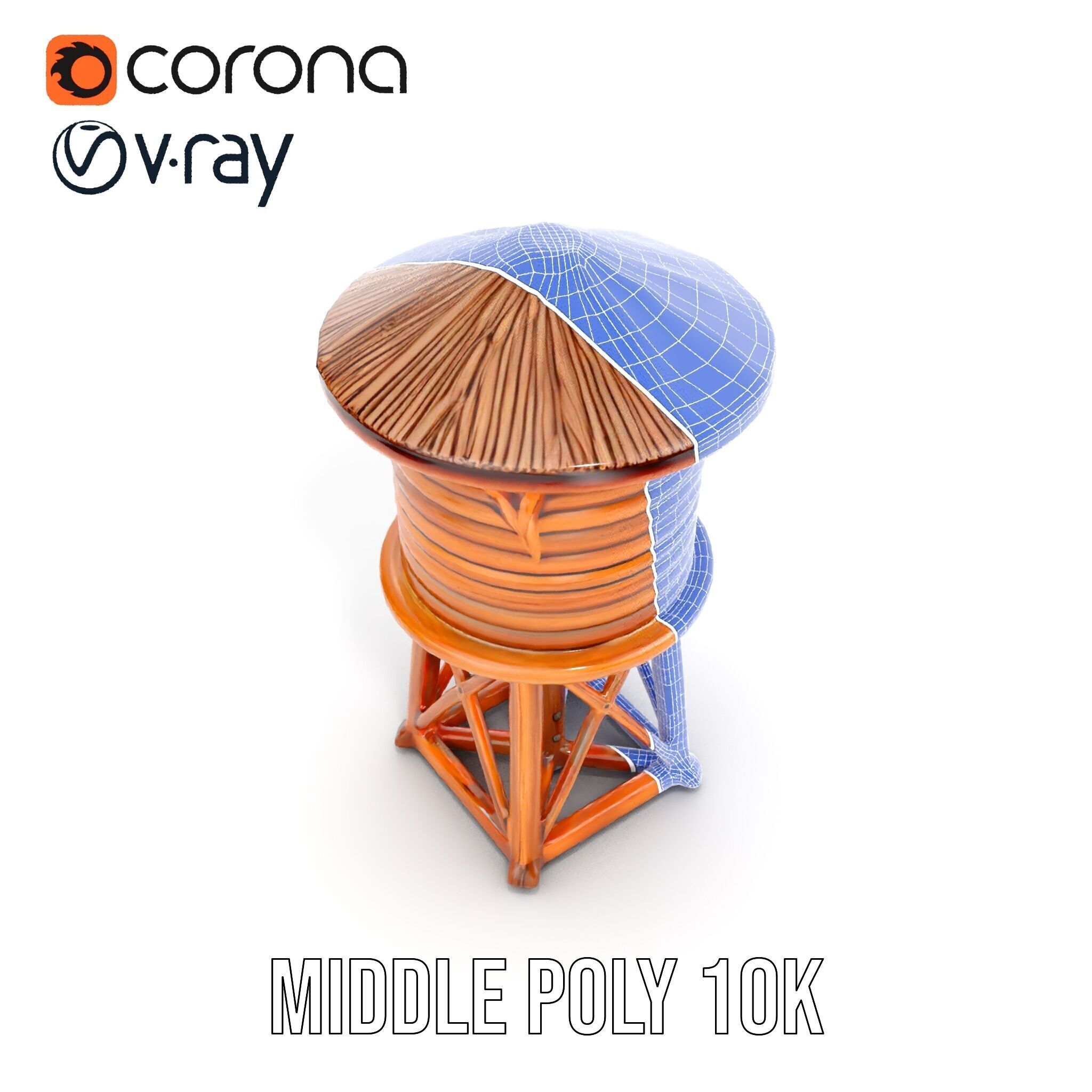 Wooden Water Tower Model Pack for Game and Environment Design Low-poly 3D model_25