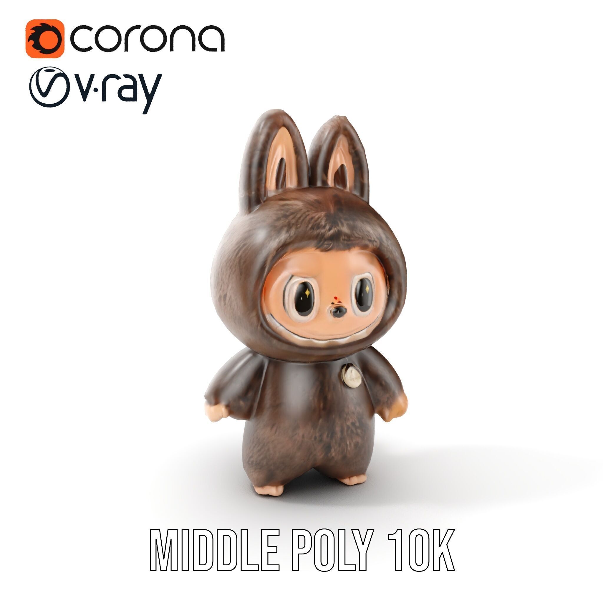 Labubu Monster Keychain Low-poly 3D model Low-poly 3D model_7