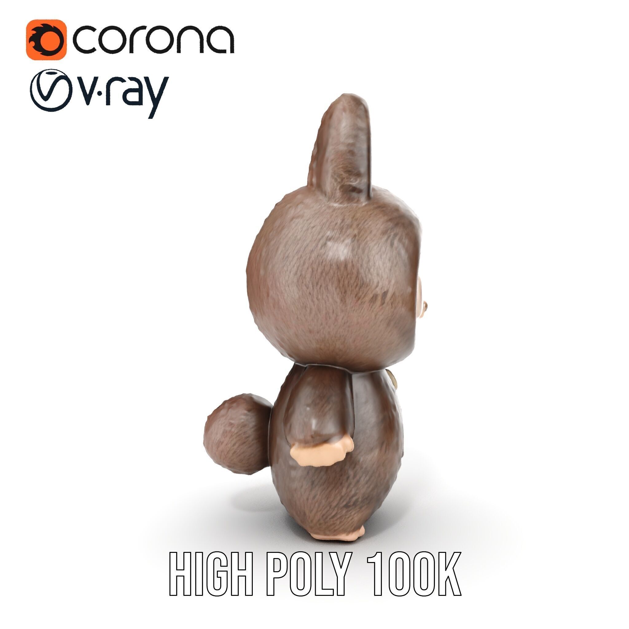 Labubu Monster Keychain Low-poly 3D model Low-poly 3D model_16