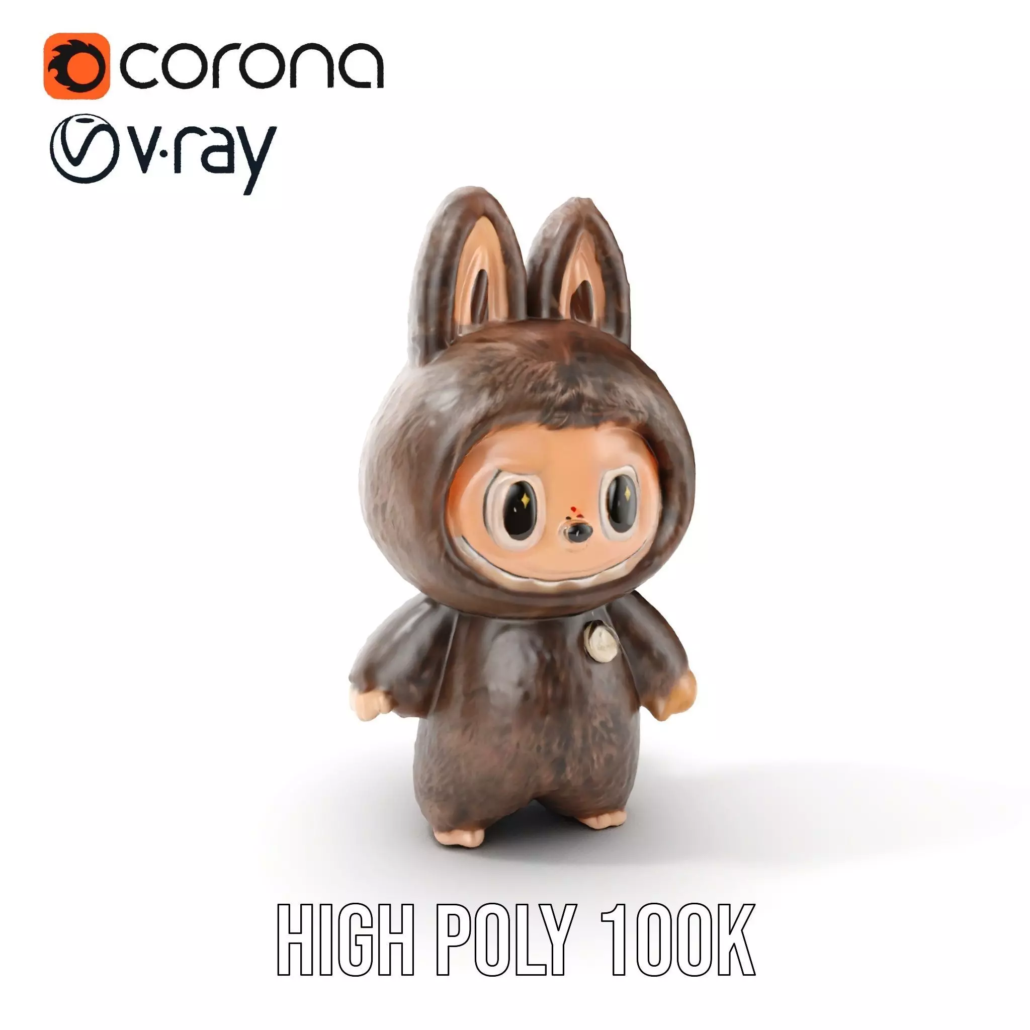 Labubu Monster Keychain Low-poly 3D model Low-poly 3D model_0