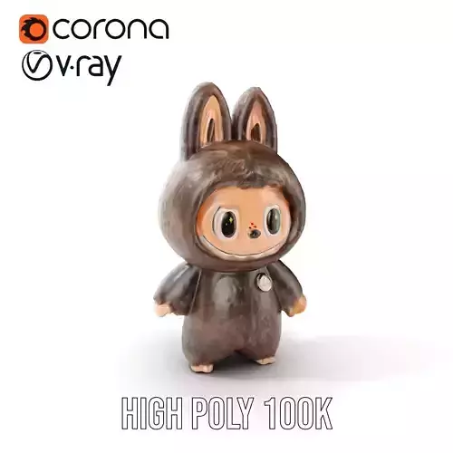 Labubu Monster Keychain Low-poly 3D model Low-poly 3D model