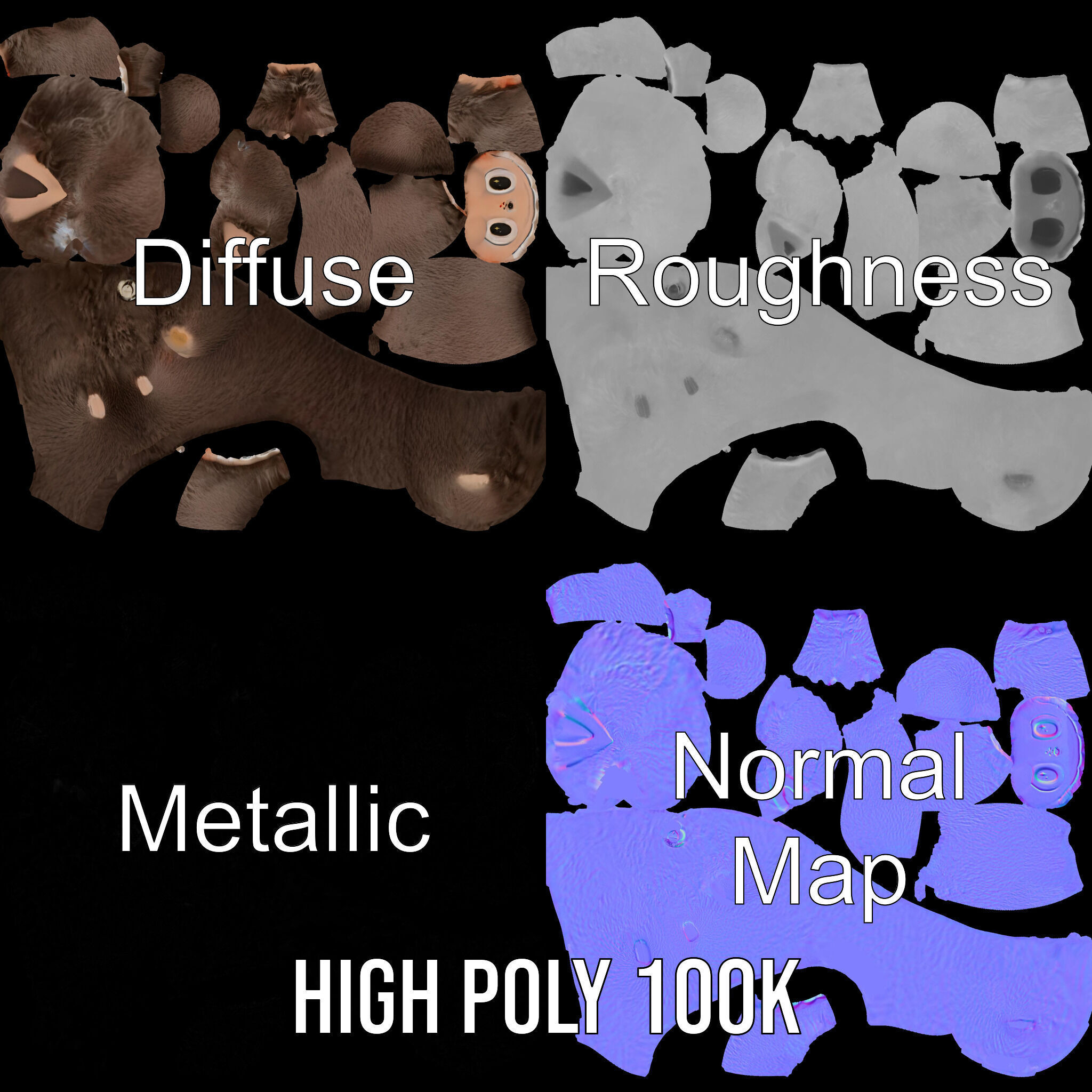 Labubu Monster Keychain Low-poly 3D model Low-poly 3D model_2