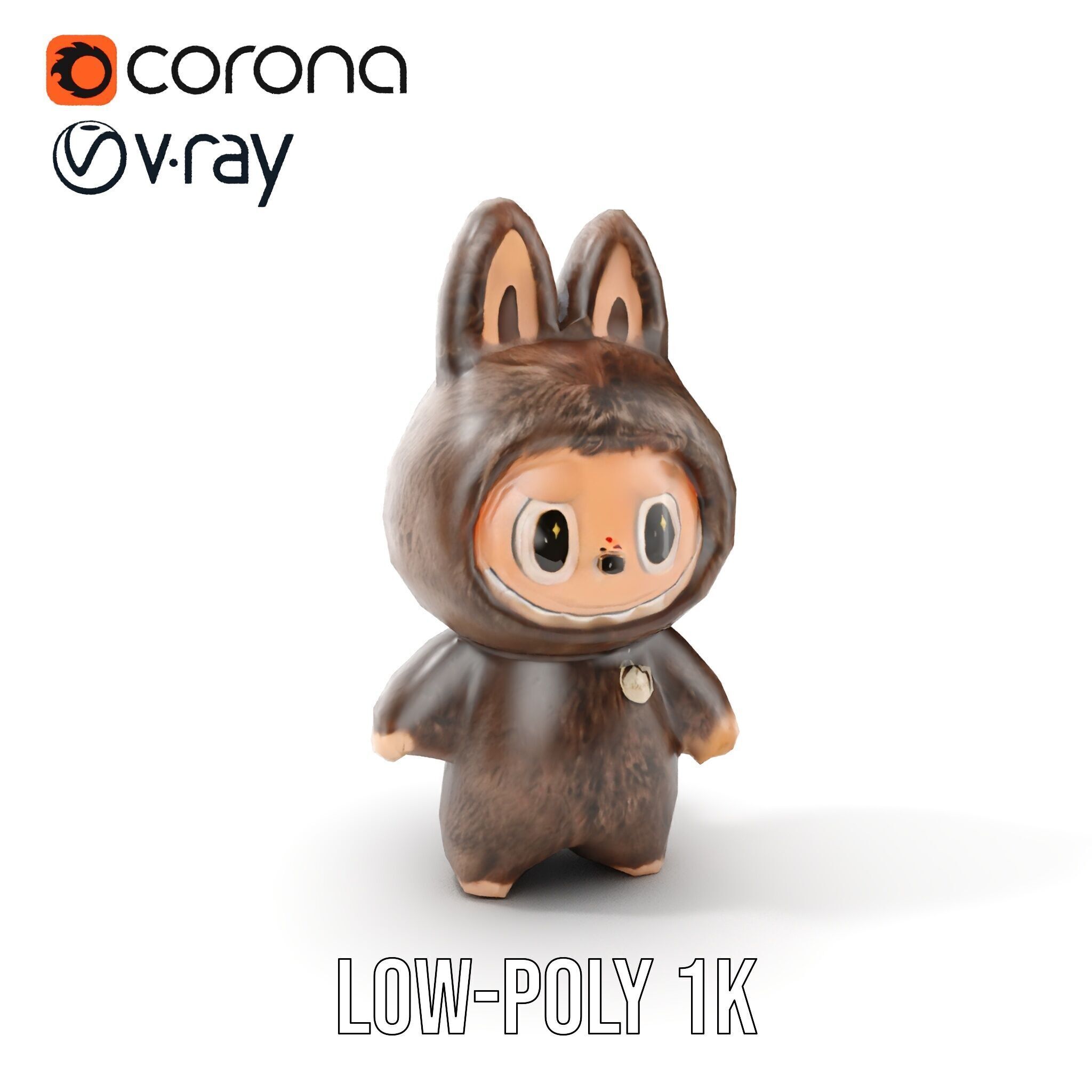 Labubu Monster Keychain Low-poly 3D model Low-poly 3D model_6