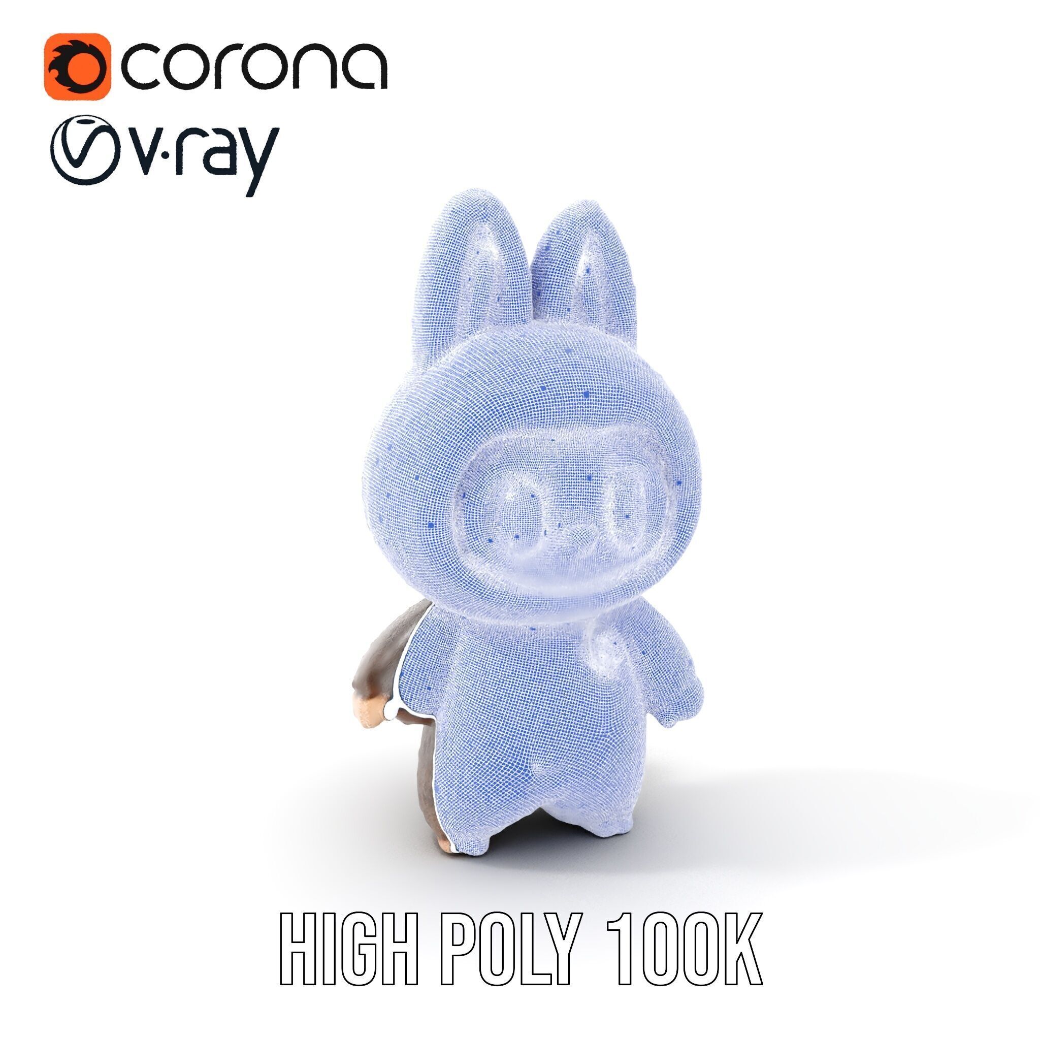 Labubu Monster Keychain Low-poly 3D model Low-poly 3D model_3