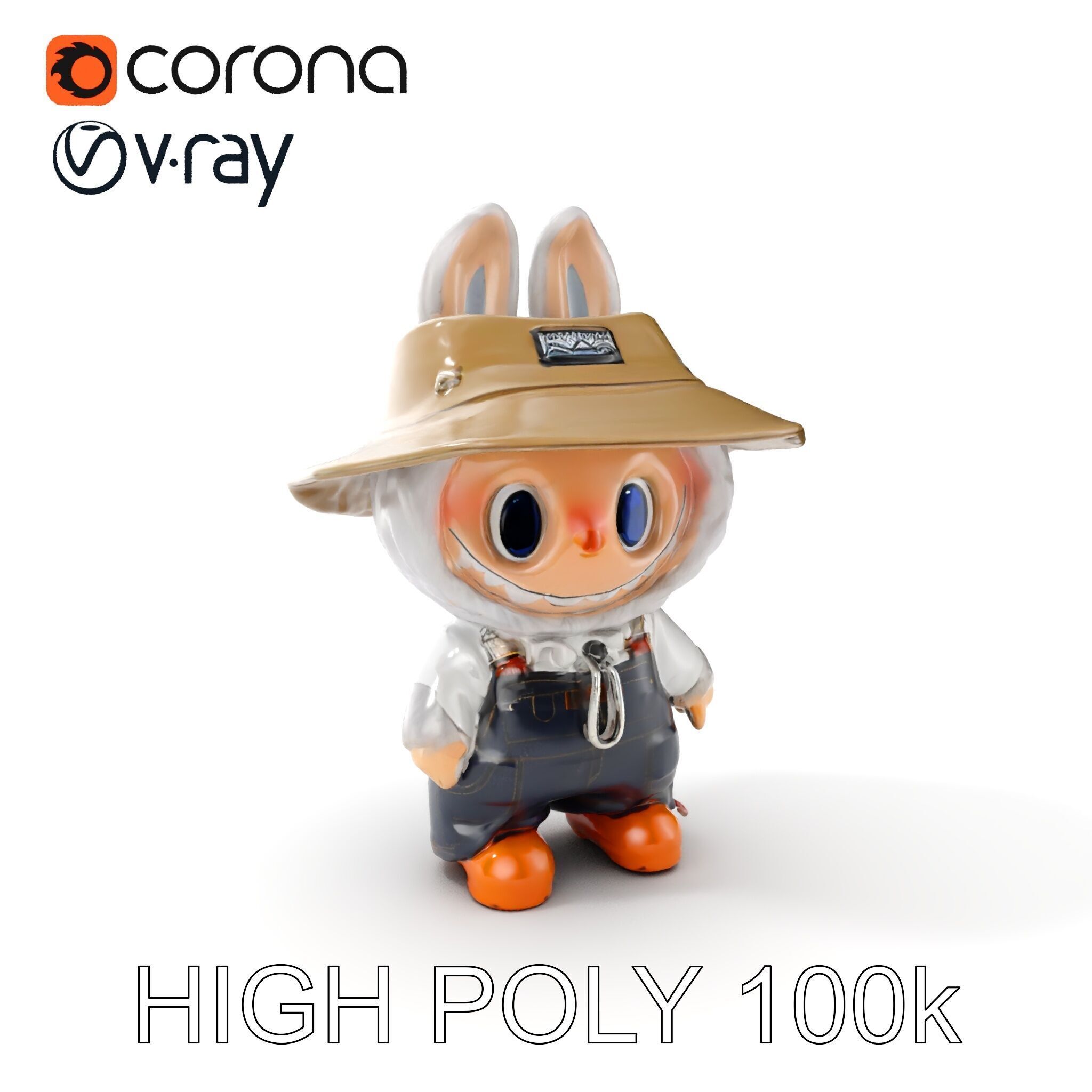 Labubu Monster Keychain Low-poly 3D model Low-poly 3D model_14