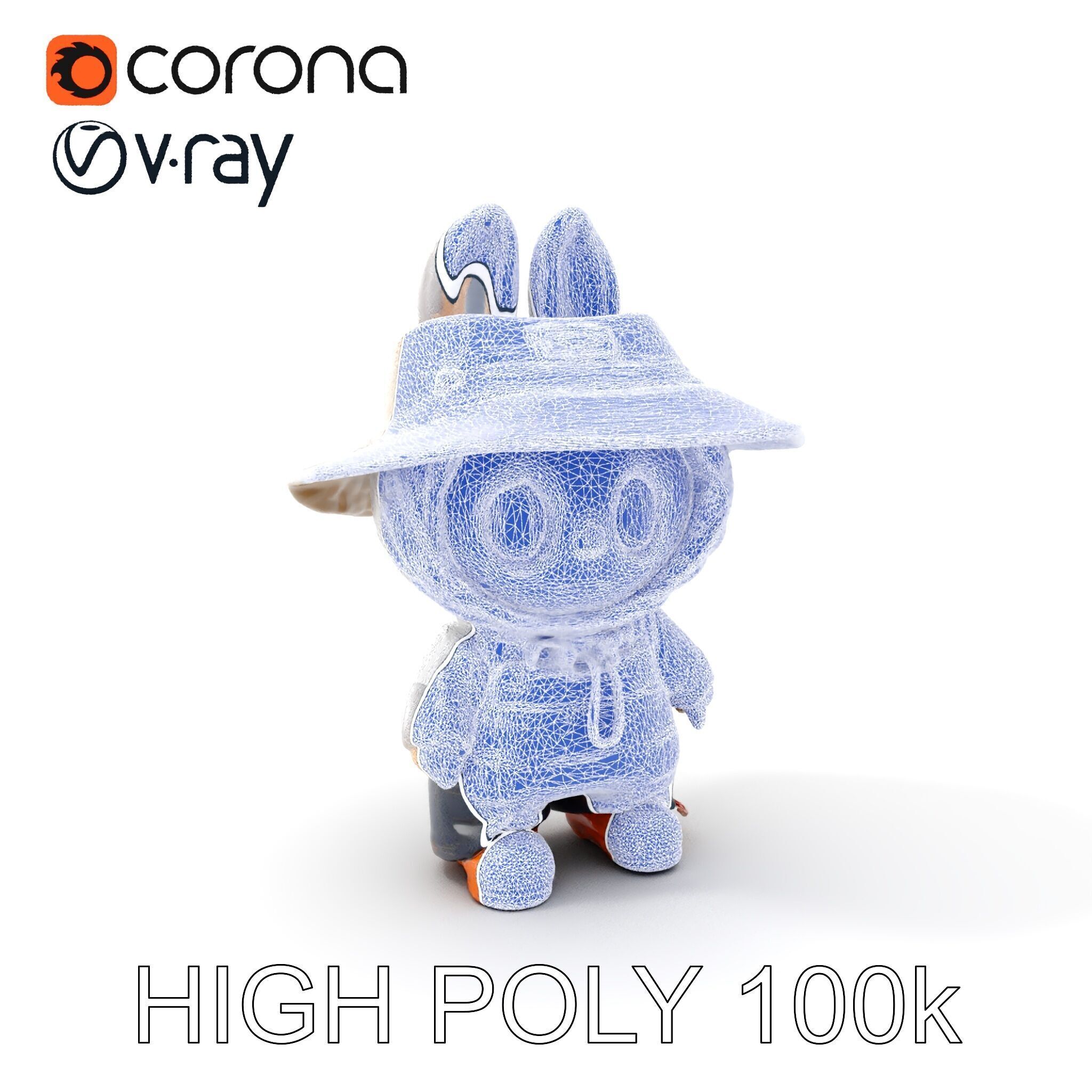 Labubu Monster Keychain Low-poly 3D model Low-poly 3D model_8