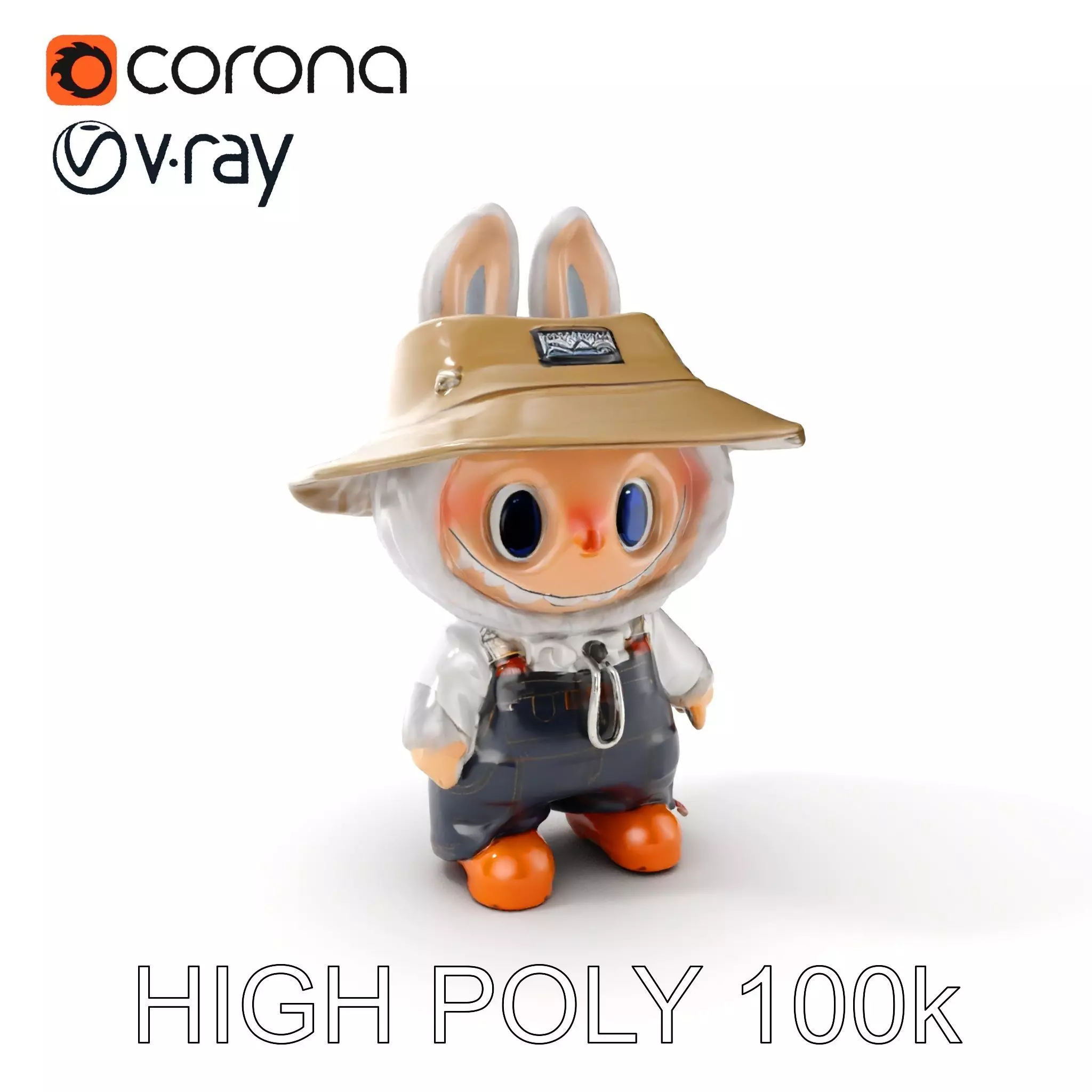 Labubu Monster Keychain Low-poly 3D model Low-poly 3D model_0