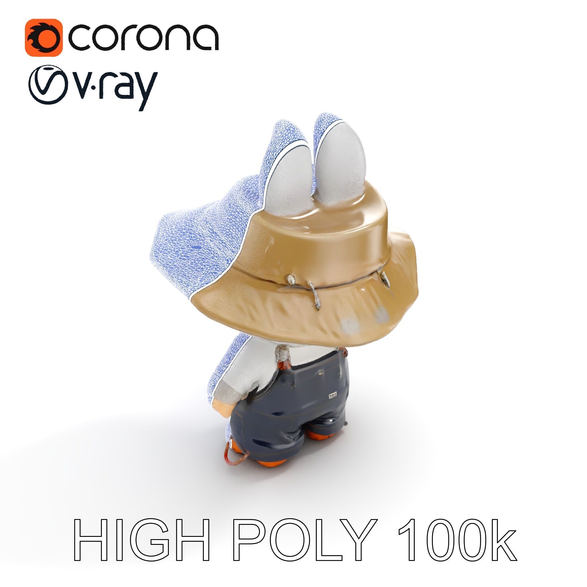 Labubu Monster Keychain Low-poly 3D model Low-poly 3D model_9