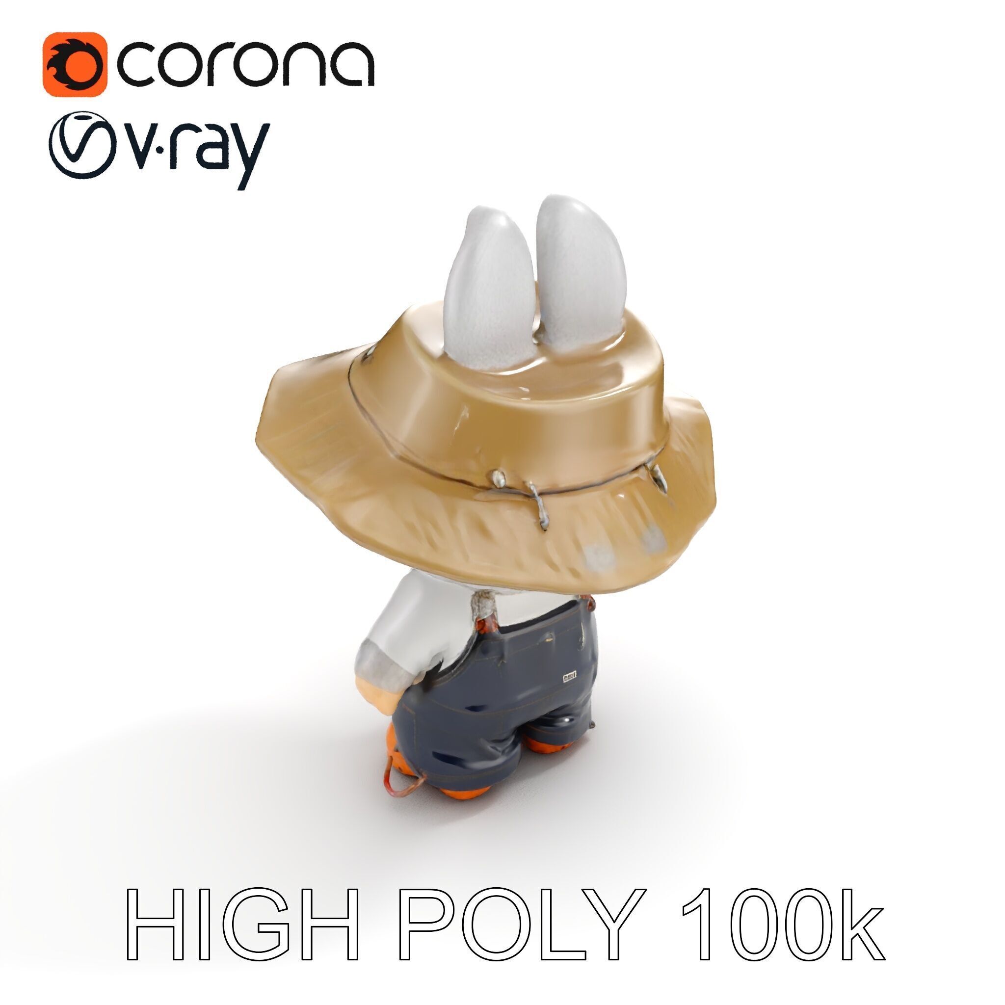 Labubu Monster Keychain Low-poly 3D model Low-poly 3D model_7