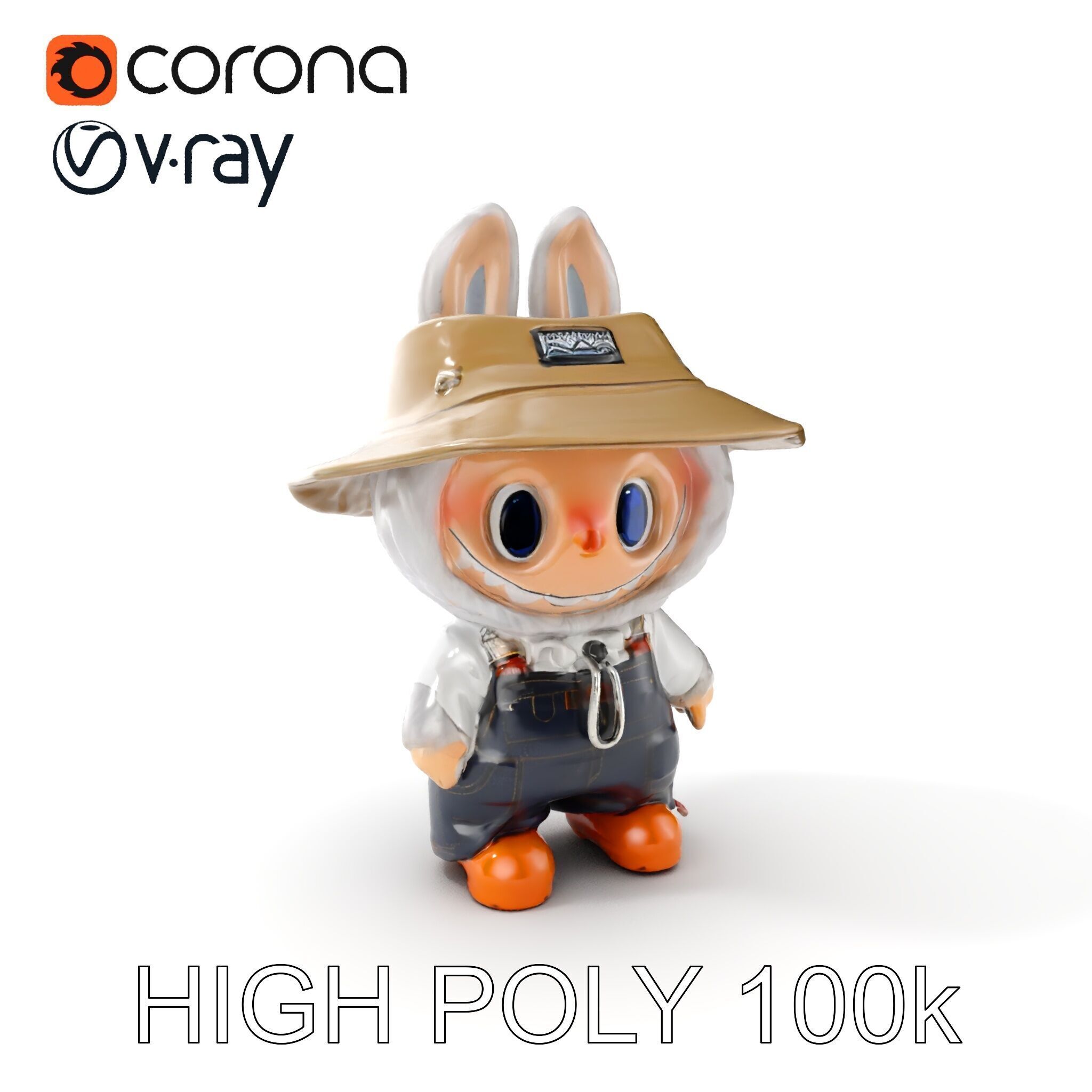 Labubu Monster Keychain Low-poly 3D model Low-poly 3D model_6