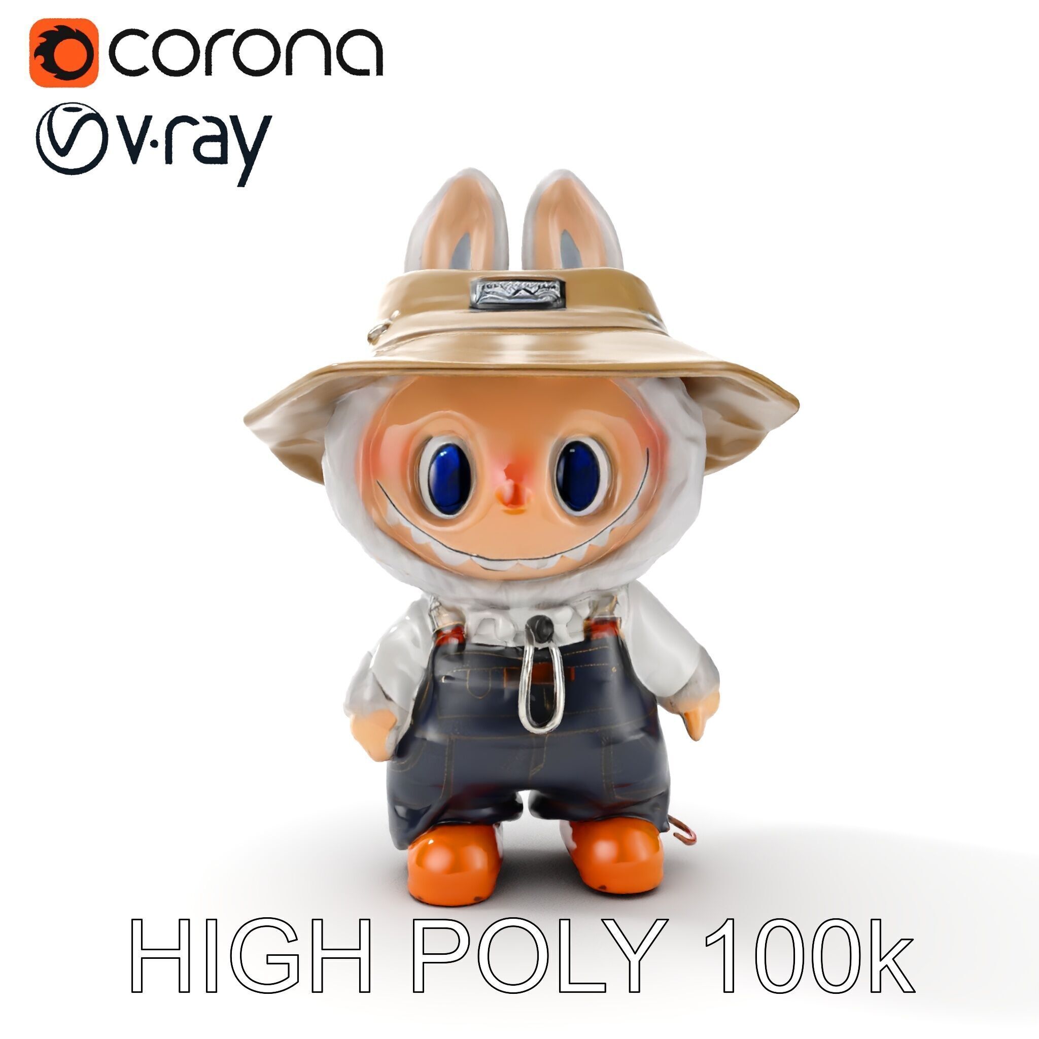 Labubu Monster Keychain Low-poly 3D model Low-poly 3D model_17