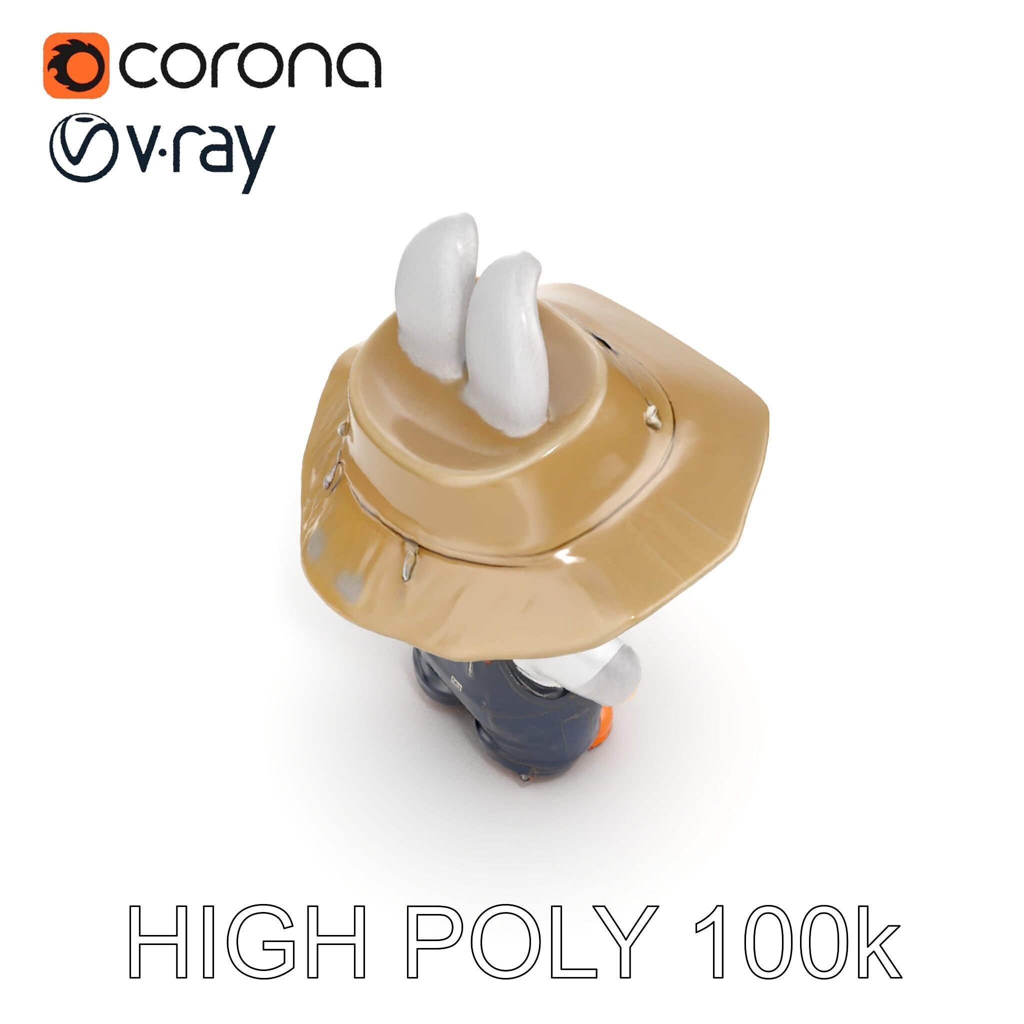 Labubu Monster Keychain Low-poly 3D model Low-poly 3D model_10