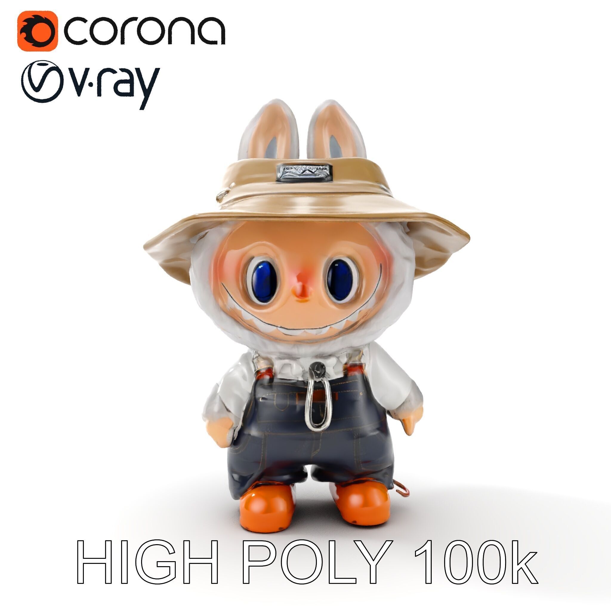 Labubu Monster Keychain Low-poly 3D model Low-poly 3D model_25