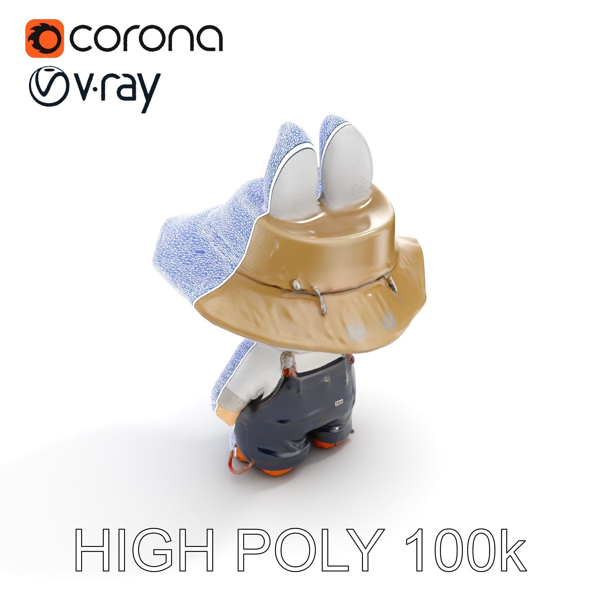 Labubu Monster Keychain Low-poly 3D model Low-poly 3D model_15