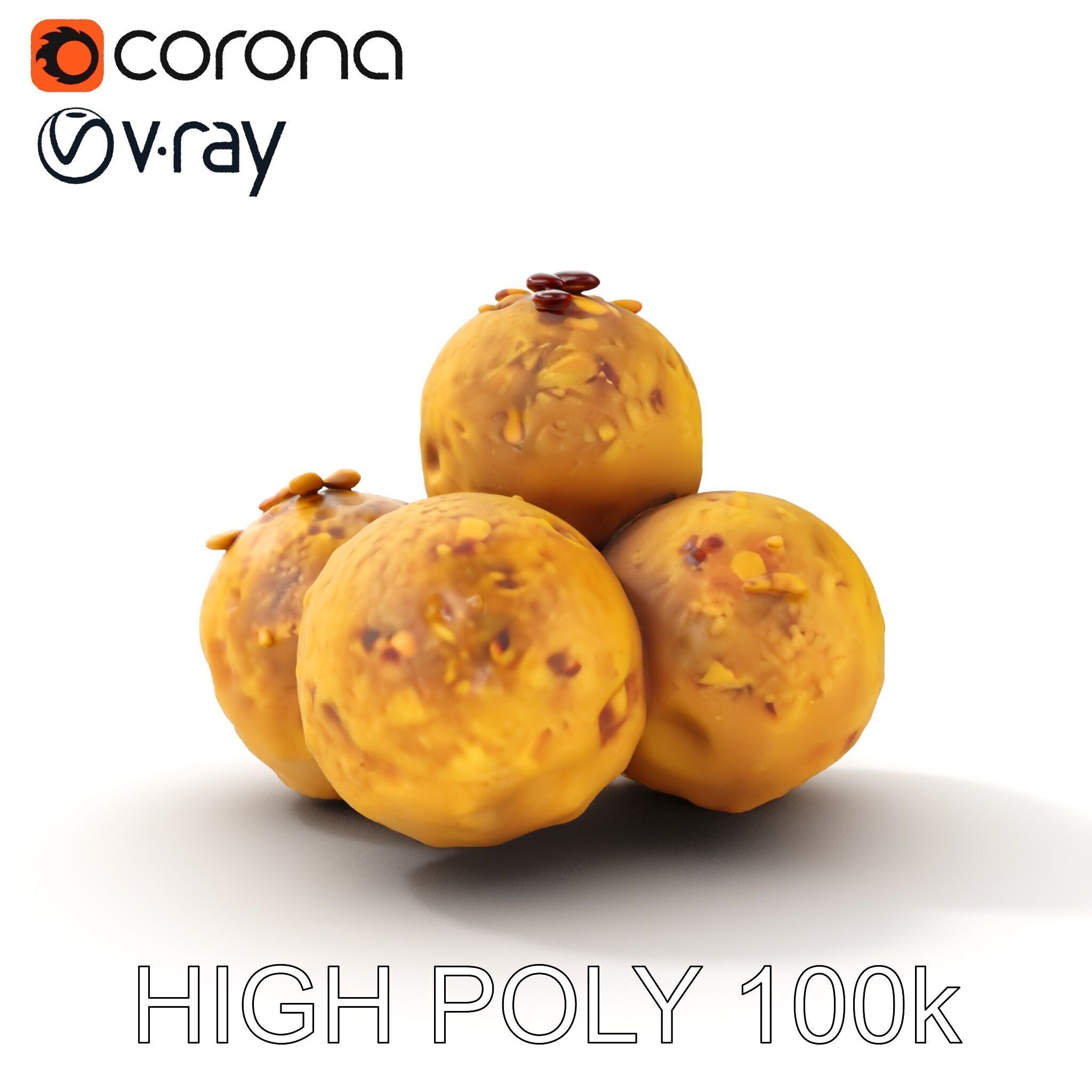 Almond Cookie Balls model pack Low-poly 3D model_12
