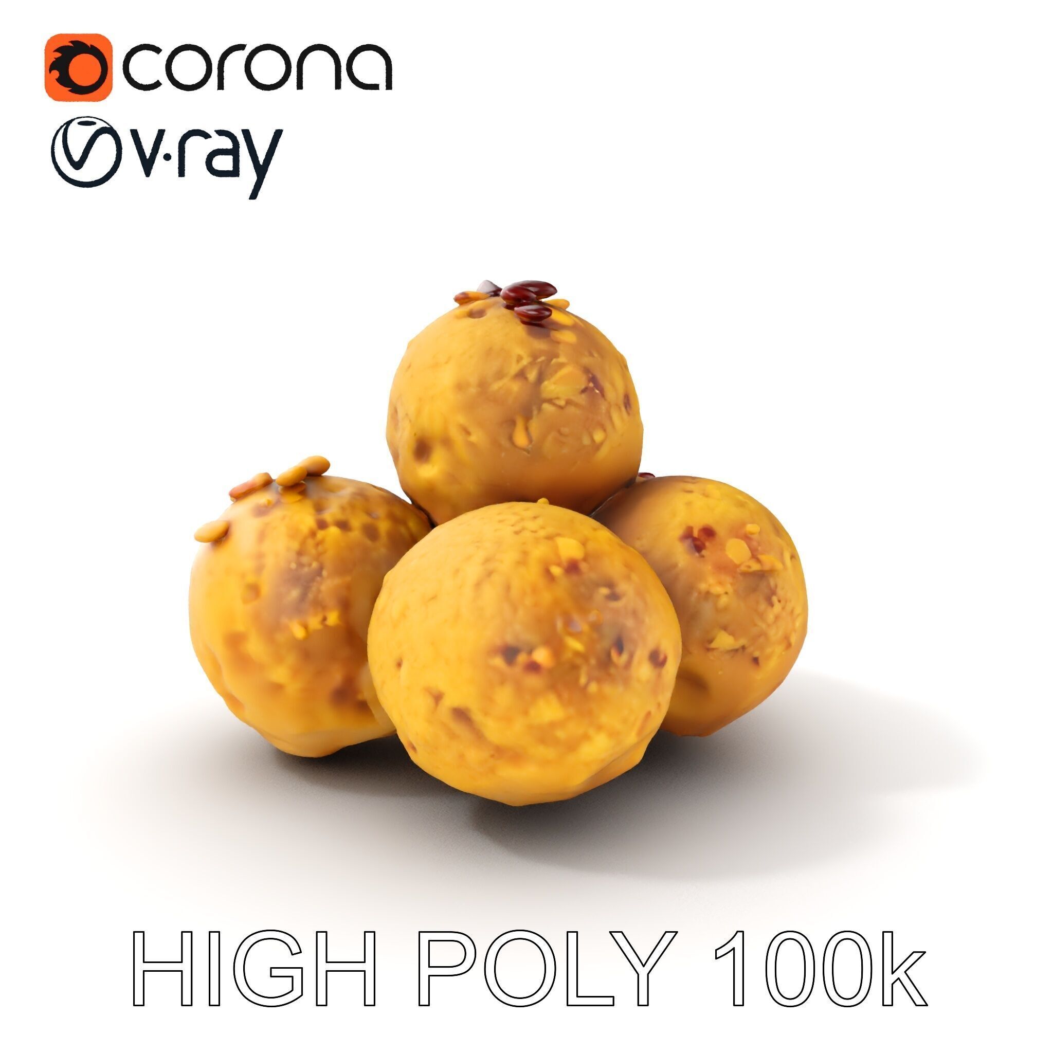 Almond Cookie Balls model pack Low-poly 3D model_10