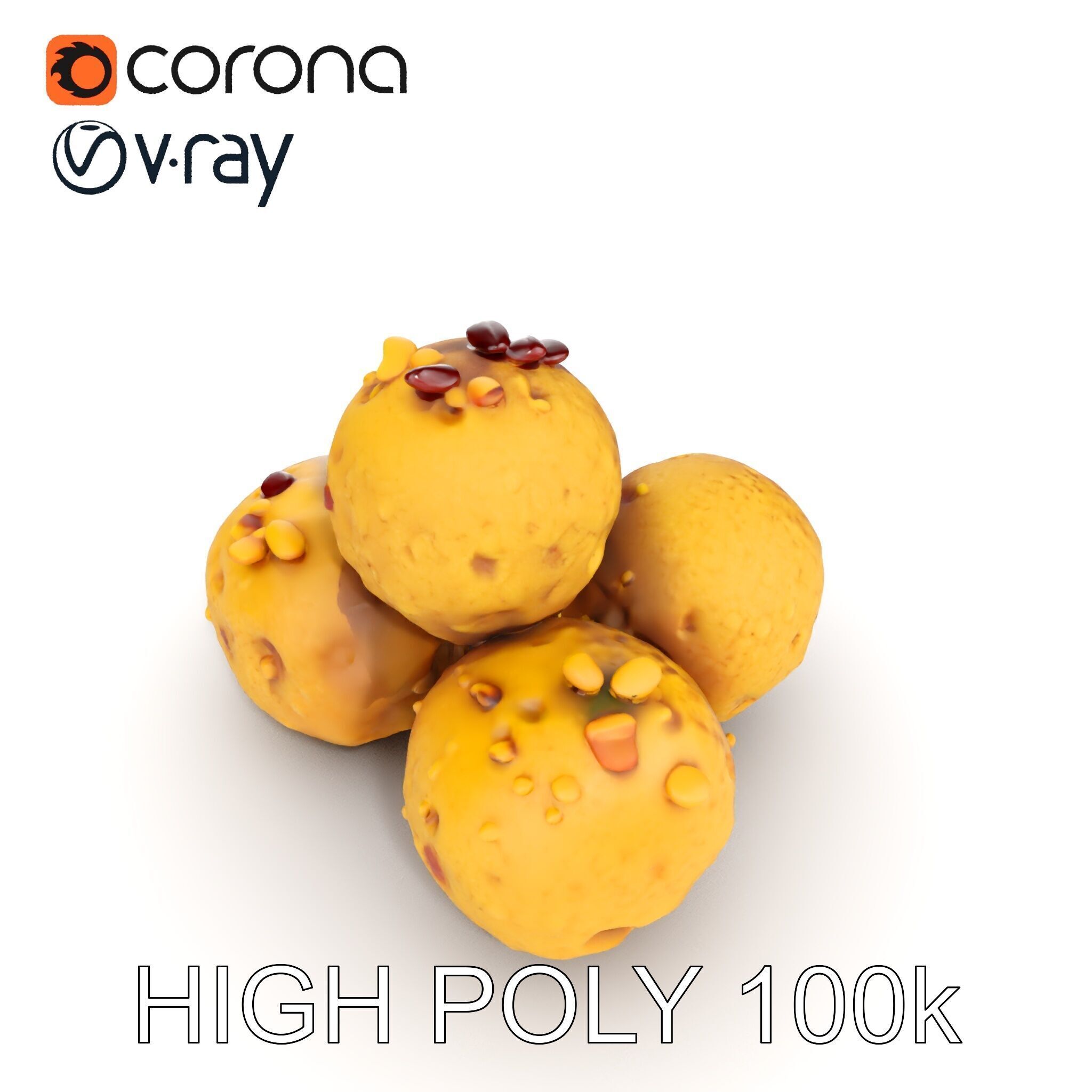 Almond Cookie Balls model pack Low-poly 3D model_14