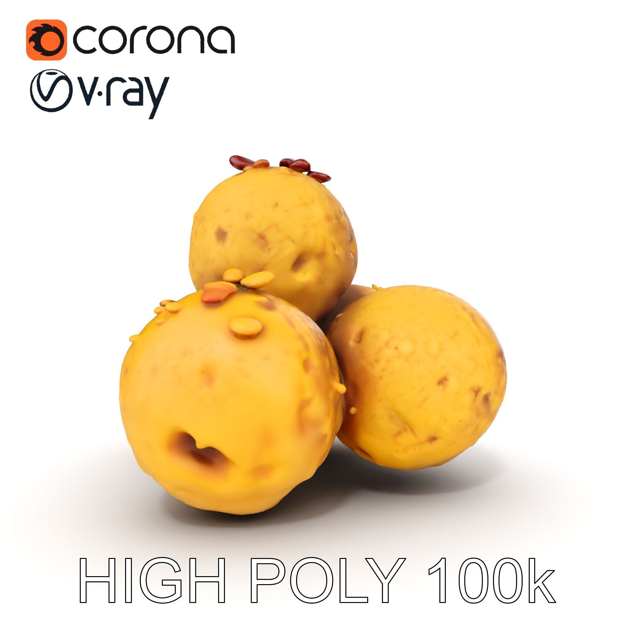 Almond Cookie Balls model pack Low-poly 3D model_25