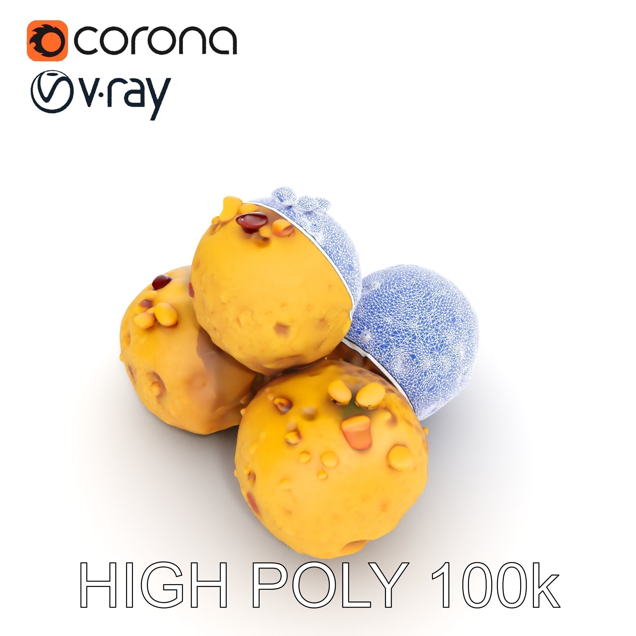 Almond Cookie Balls model pack Low-poly 3D model_26