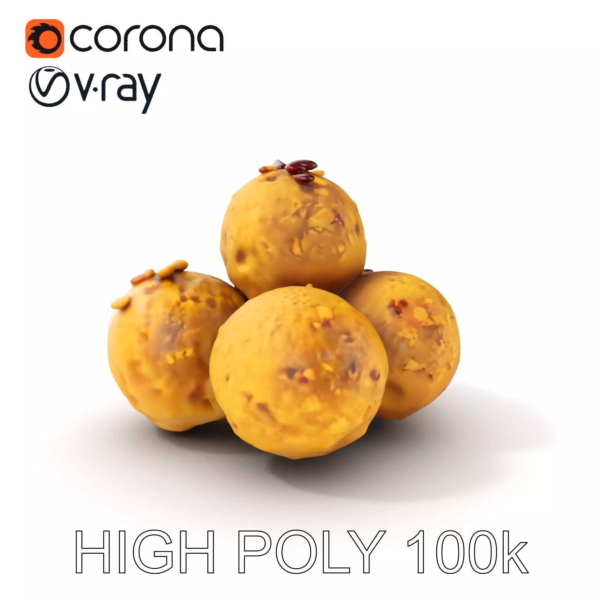 Almond Cookie Balls model pack Low-poly 3D model_0