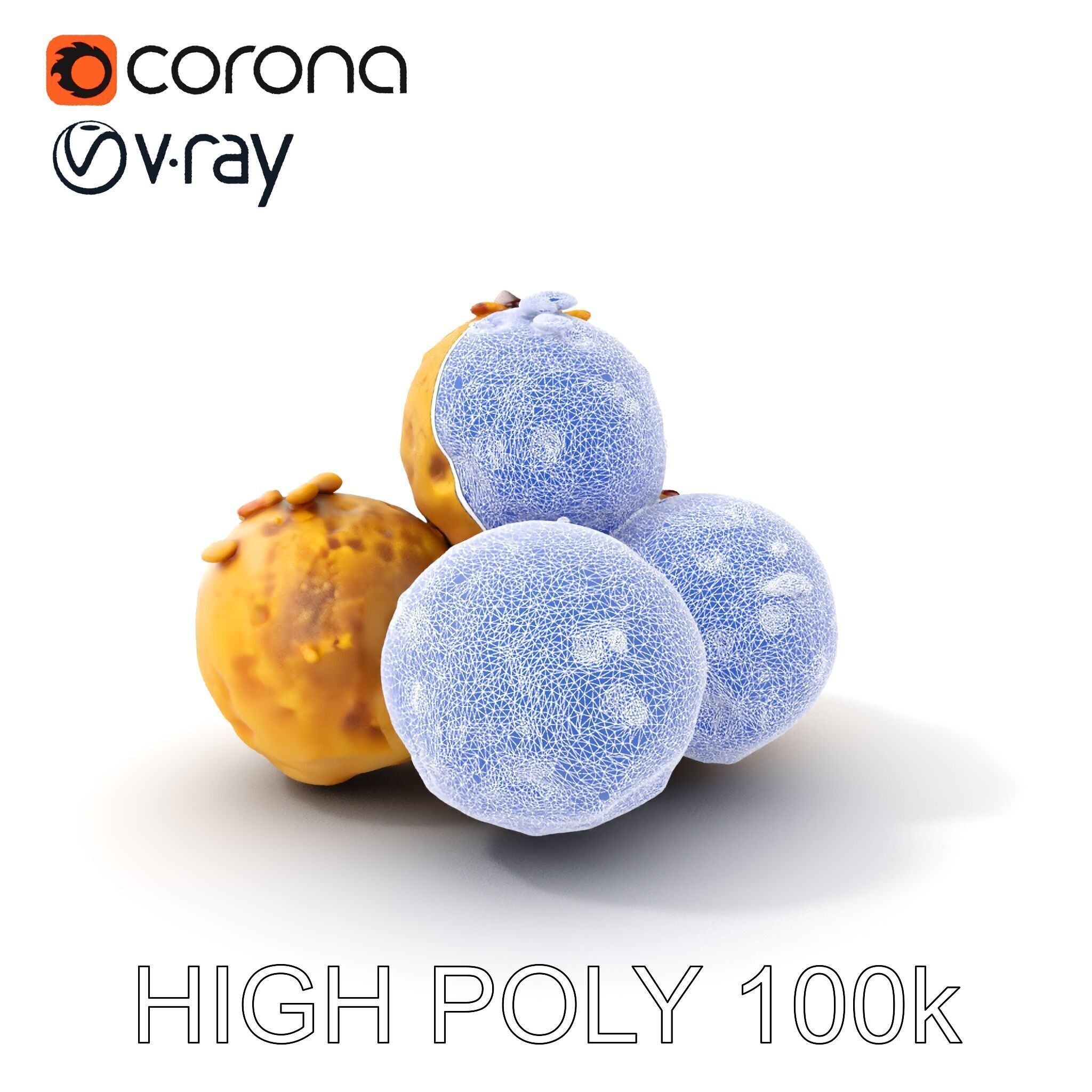 Almond Cookie Balls model pack Low-poly 3D model_16