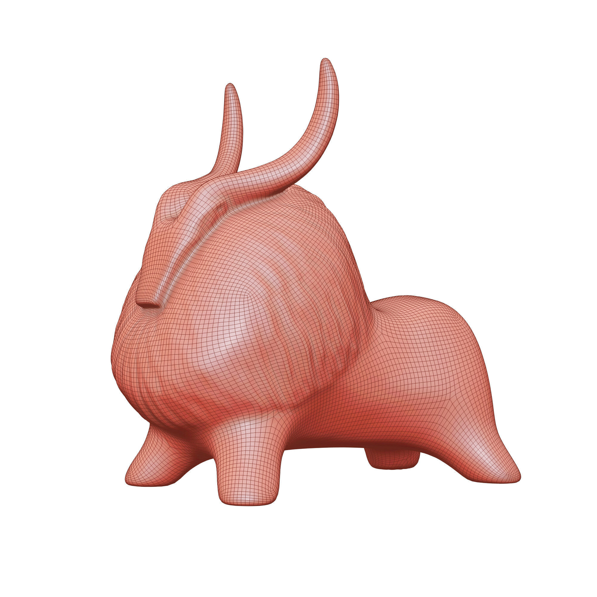 Black Bull Figurine with Gold Horns Low-poly 3D model_2