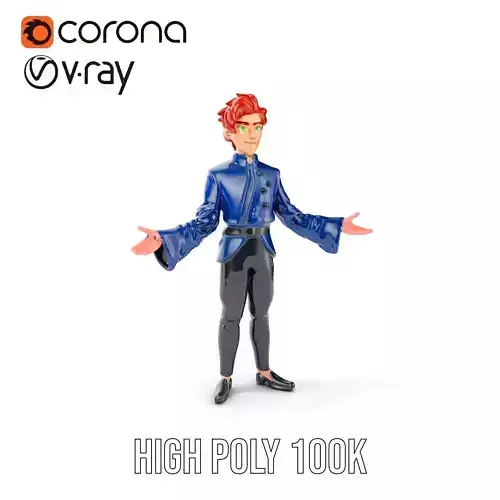 Stylish Redhead Male Character Rigged and Animated Low-poly 3D model