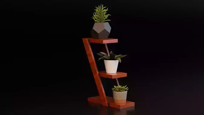 Indoor Plants with Wooden Stand