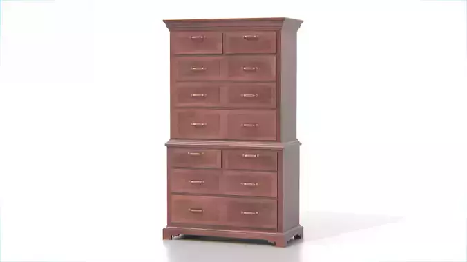 Antique Wooden Chest of Drawers 03 Low-poly 3D model