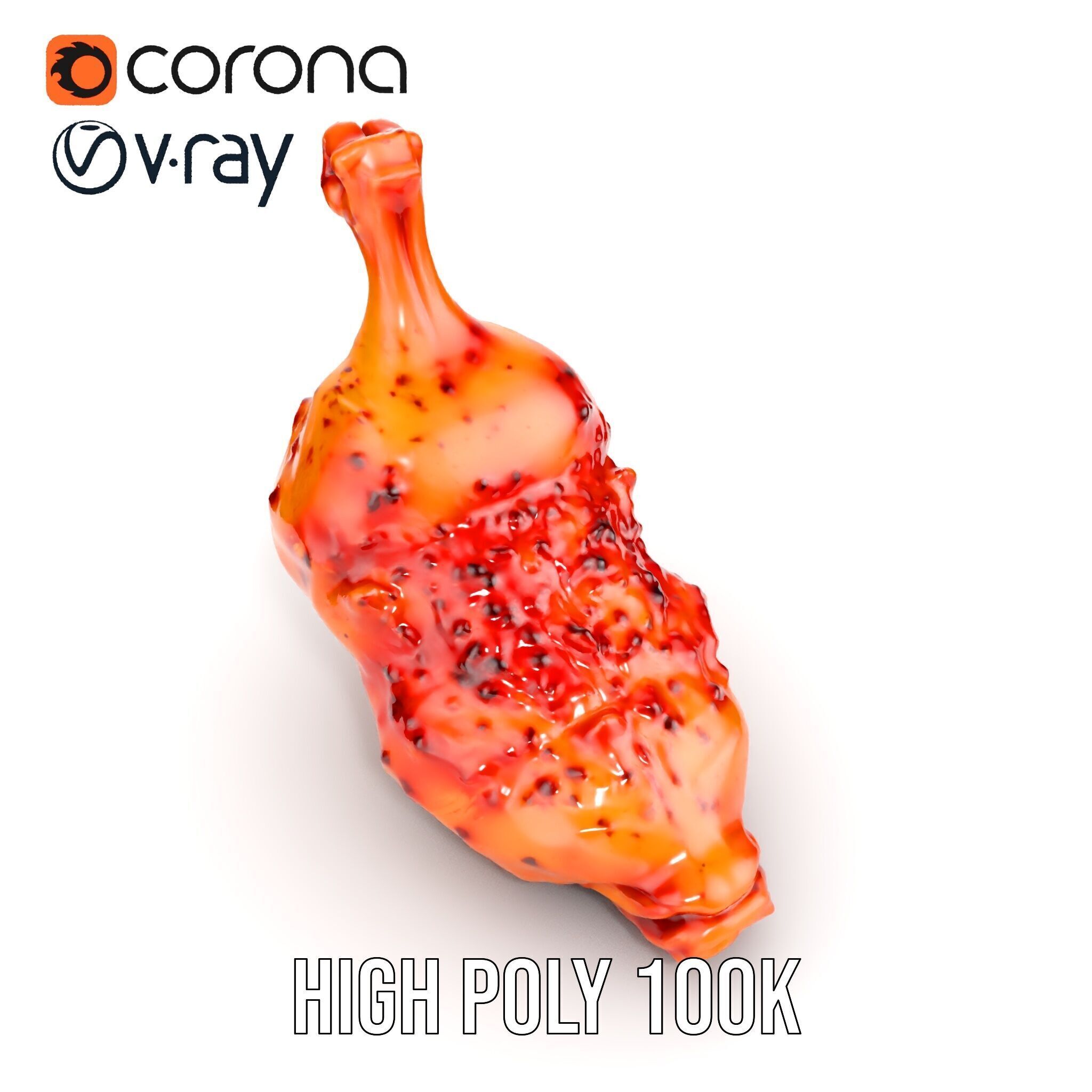 Spicy Chicken Drumstick D Model Pack Low-poly 3D model_13