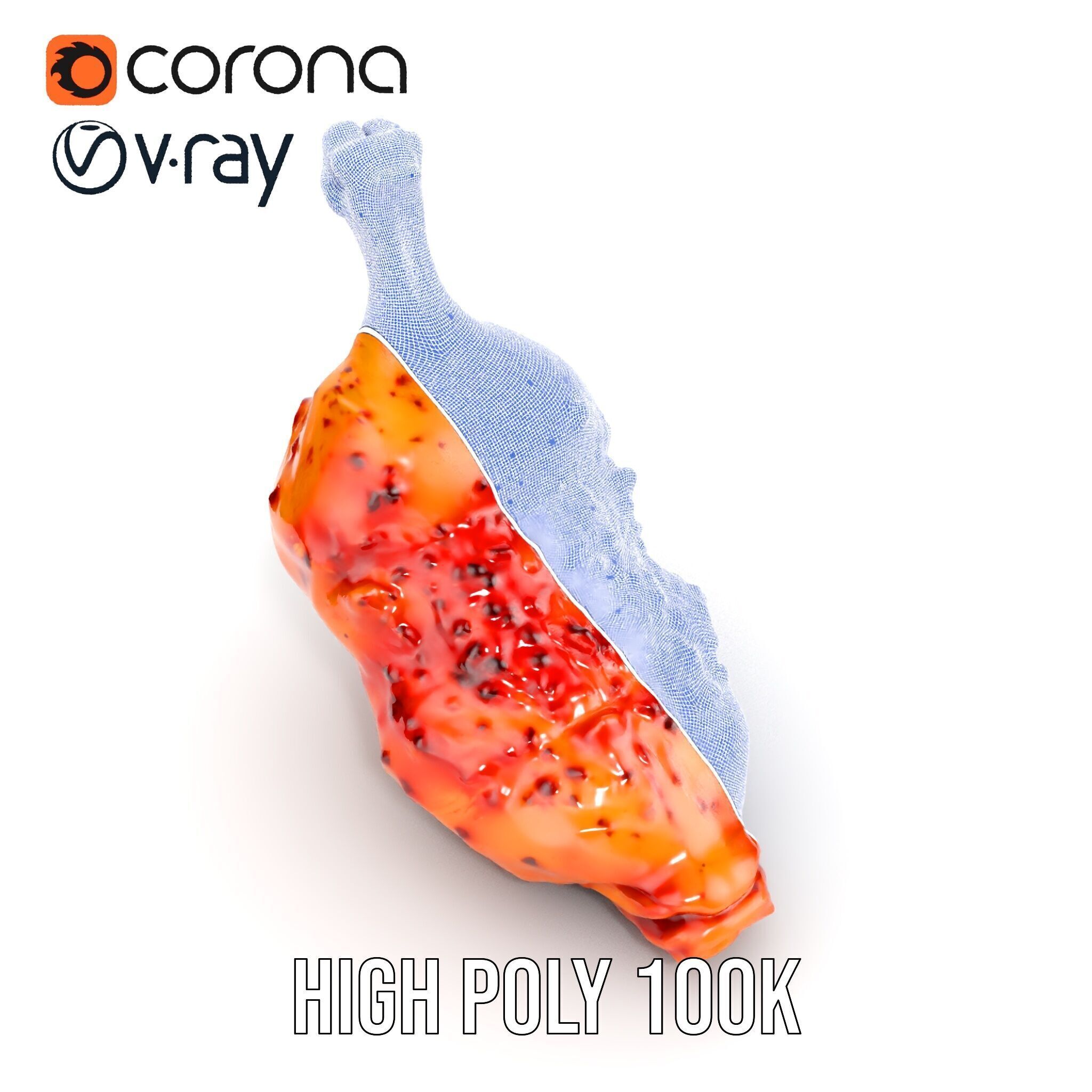 Spicy Chicken Drumstick D Model Pack Low-poly 3D model_16