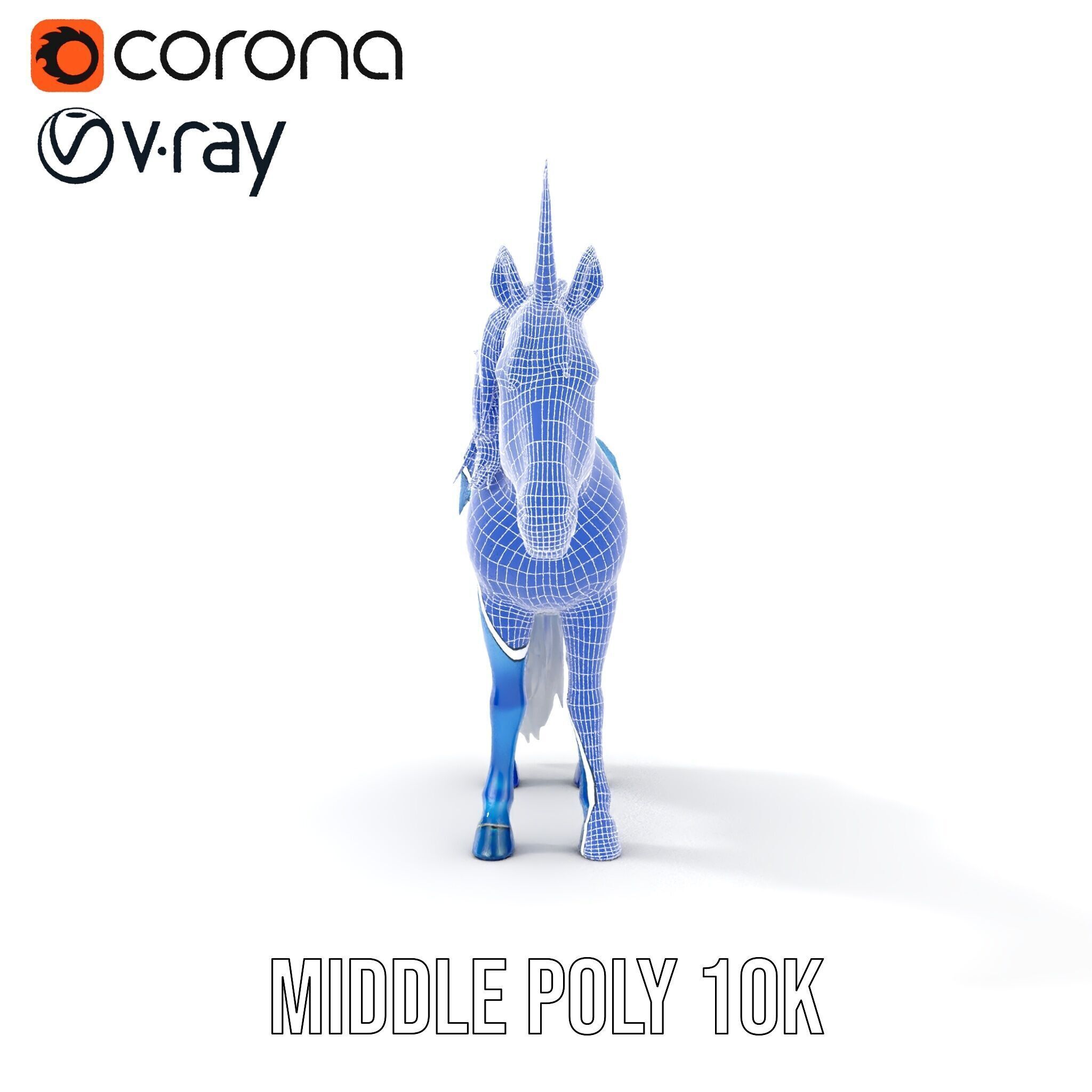 Mystical Blue Unicorn Model Pack for Fantasy Worlds Low-poly 3D model_22