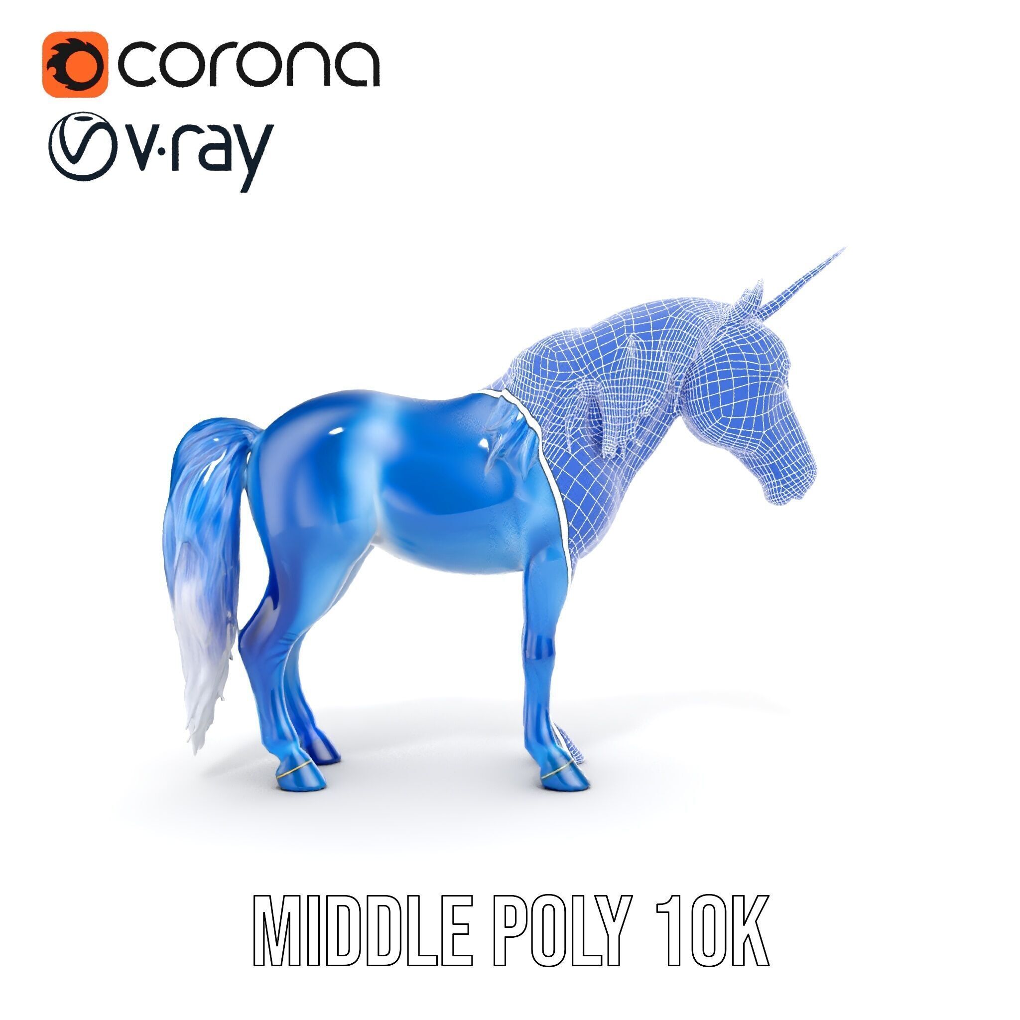 Mystical Blue Unicorn Model Pack for Fantasy Worlds Low-poly 3D model_24