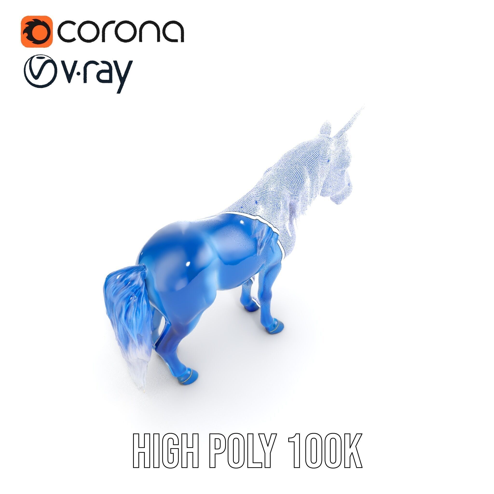 Mystical Blue Unicorn Model Pack for Fantasy Worlds Low-poly 3D model_21